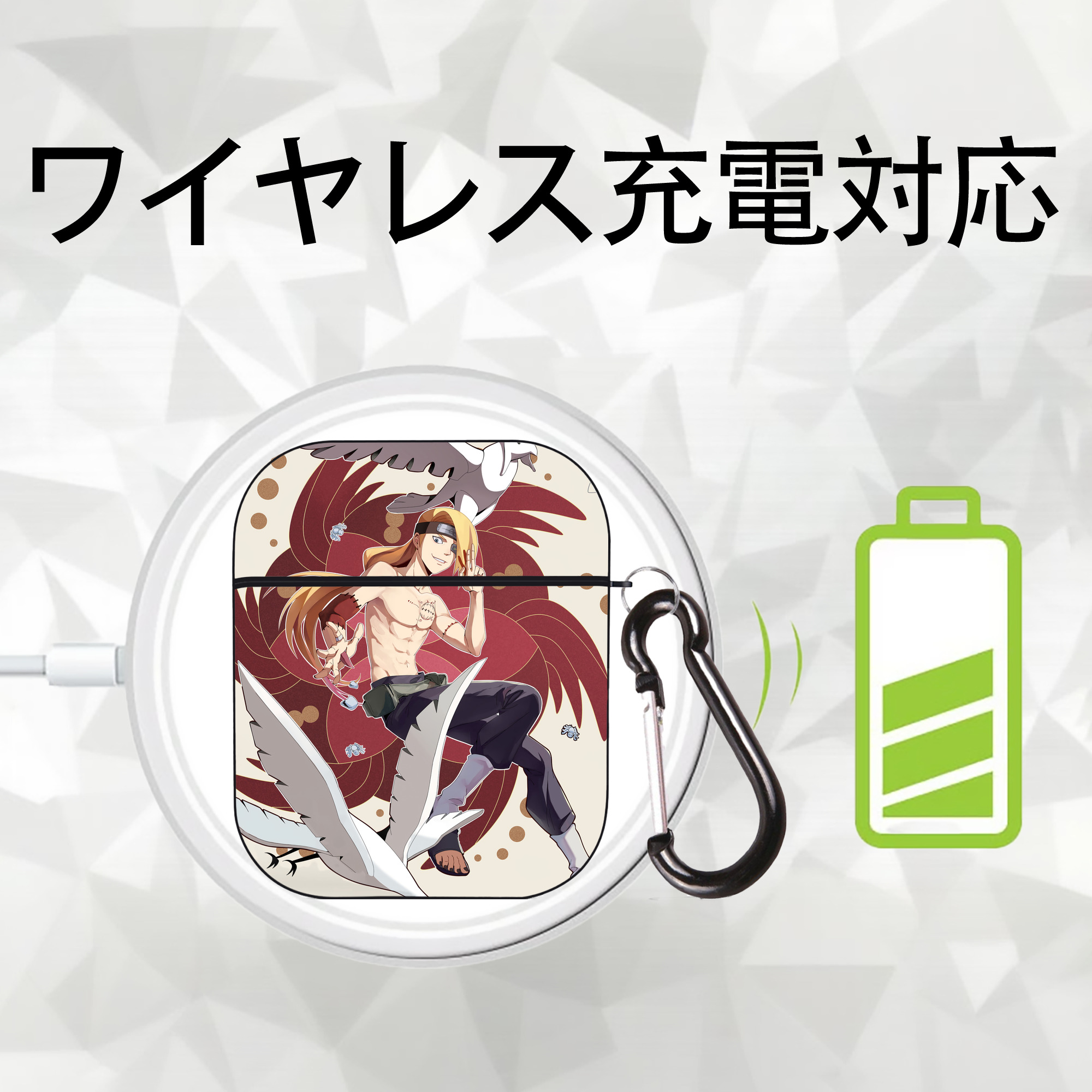 NARUTO -ナルト- NARUTO -ナルト- 疾風伝 AirPods 第2世代保護ケース ハードシェル ブラック 耐衝撃・防指紋・カラビナ付き
