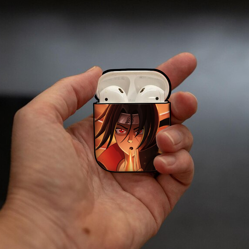 NARUTO -ナルト- NARUTO -ナルト- 疾風伝 AirPods 第2世代保護ケース ハードシェル ブラック 耐衝撃・防指紋・カラビナ付き