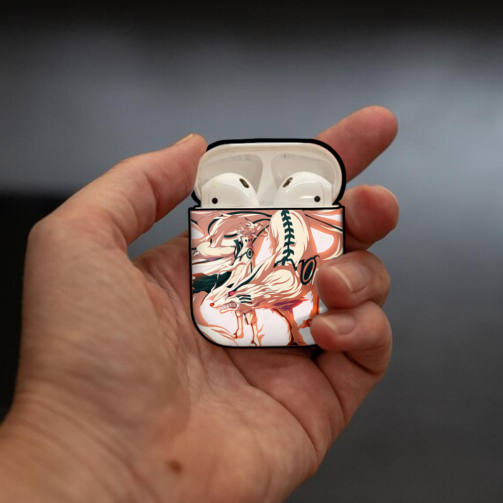 NARUTO -ナルト- NARUTO -ナルト- 疾風伝 AirPods 第2世代保護ケース ハードシェル ブラック 耐衝撃・防指紋・カラビナ付き