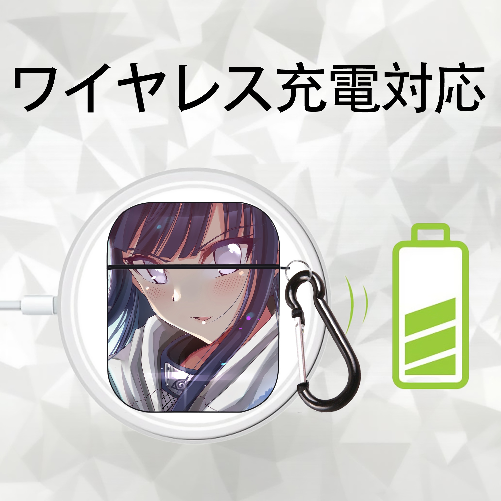 NARUTO -ナルト- NARUTO -ナルト- 疾風伝 AirPods 第2世代保護ケース ハードシェル ブラック 耐衝撃・防指紋・カラビナ付き