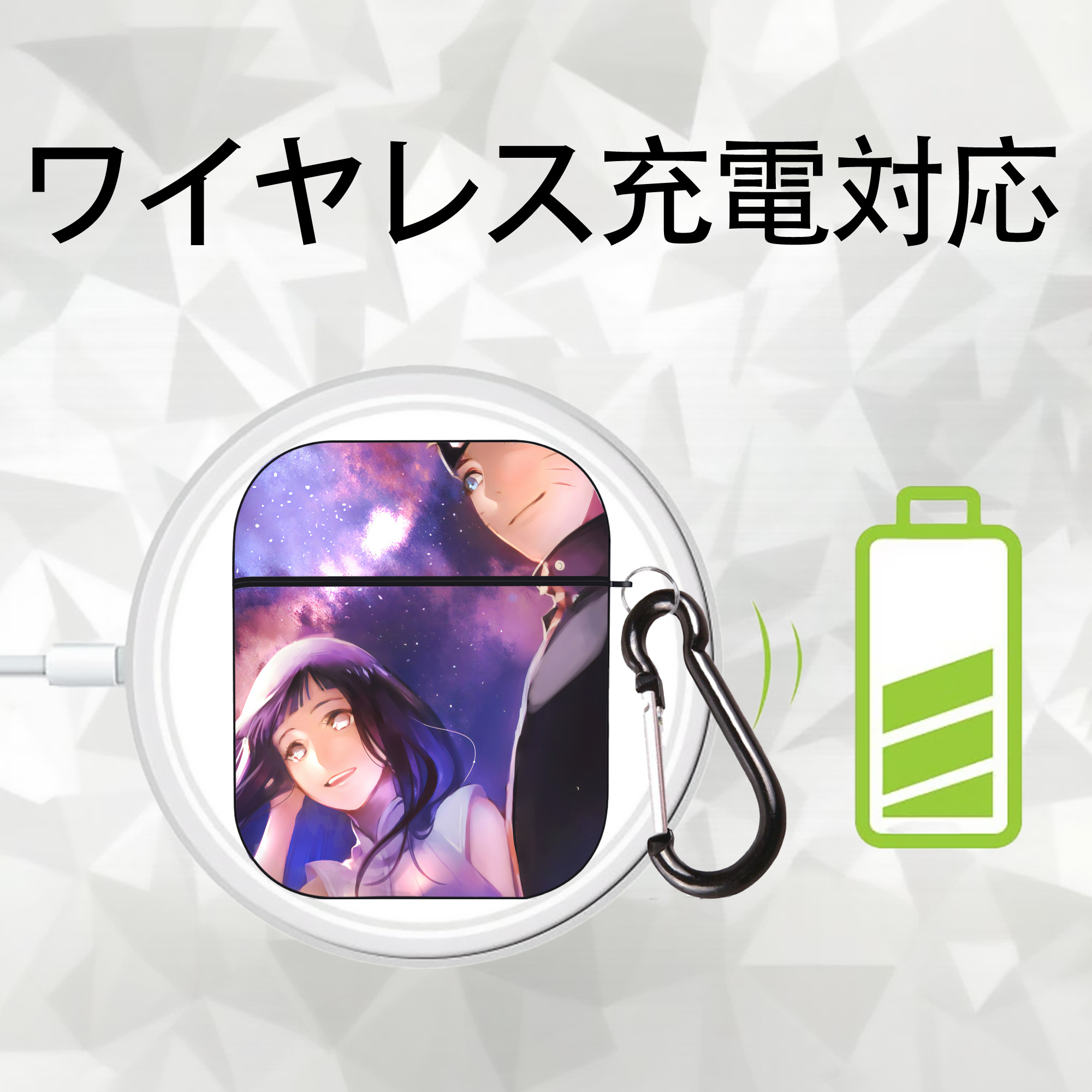 NARUTO -ナルト- NARUTO -ナルト- 疾風伝 AirPods 第2世代保護ケース ハードシェル ブラック 耐衝撃・防指紋・カラビナ付き