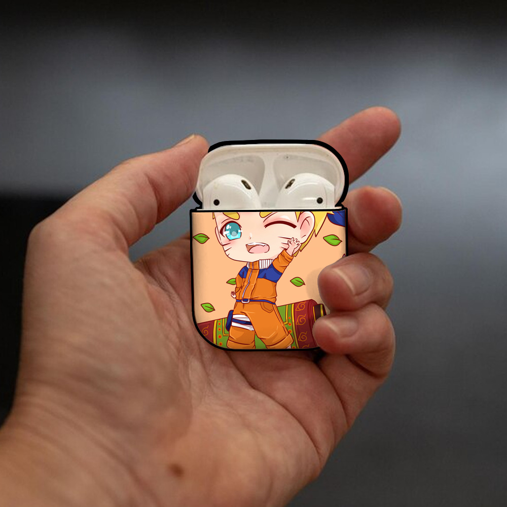 NARUTO -ナルト- NARUTO -ナルト- 疾風伝 AirPods 第2世代保護ケース ハードシェル ブラック 耐衝撃・防指紋・カラビナ付き
