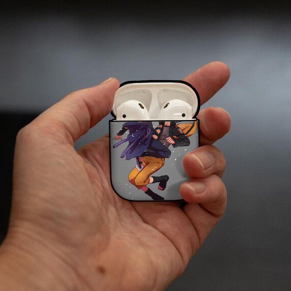 NARUTO -ナルト- NARUTO -ナルト- 疾風伝 AirPods 第2世代保護ケース ハードシェル ブラック 耐衝撃・防指紋・カラビナ付き