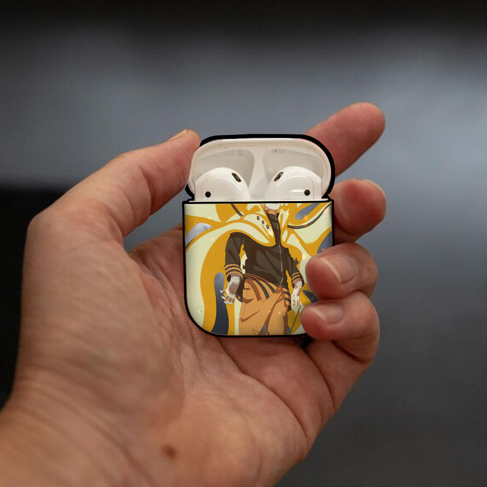 NARUTO -ナルト- NARUTO -ナルト- 疾風伝 AirPods 第2世代保護ケース ハードシェル ブラック 耐衝撃・防指紋・カラビナ付き