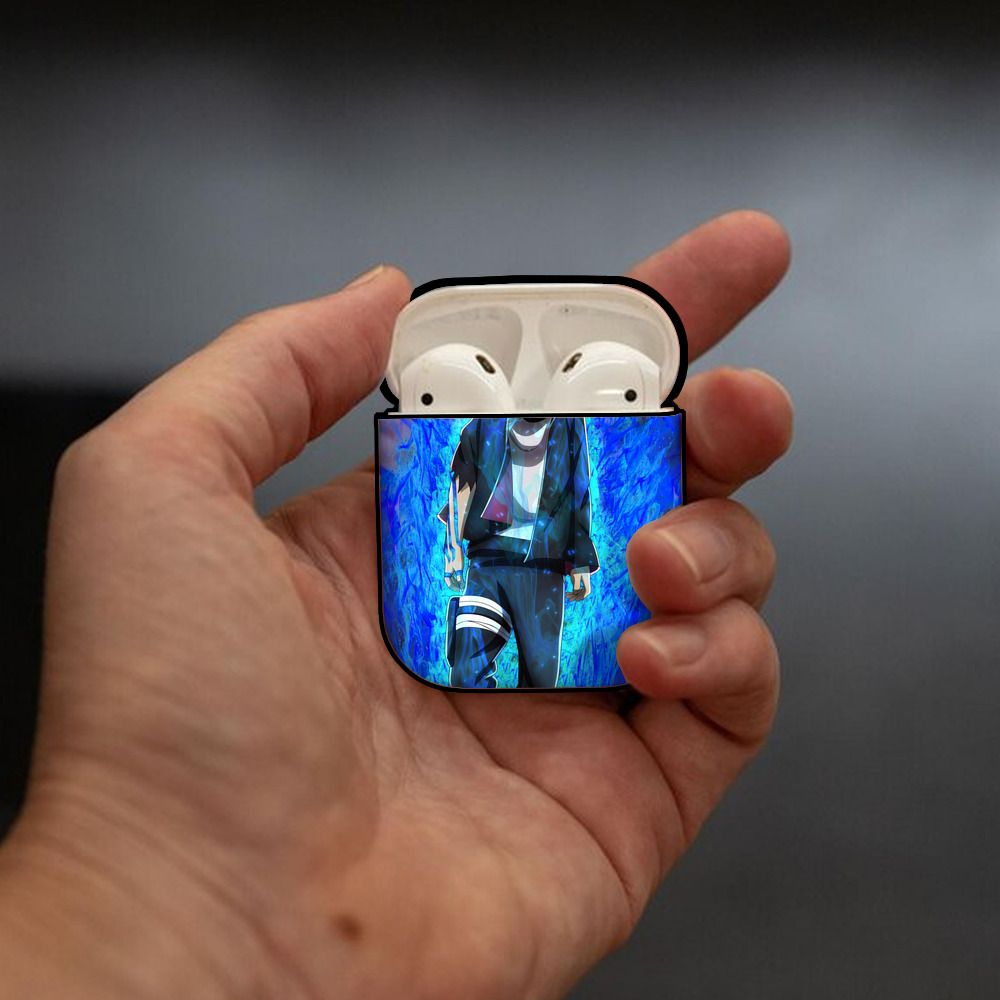 NARUTO -ナルト- NARUTO -ナルト- 疾風伝 AirPods 第2世代保護ケース ハードシェル ブラック 耐衝撃・防指紋・カラビナ付き
