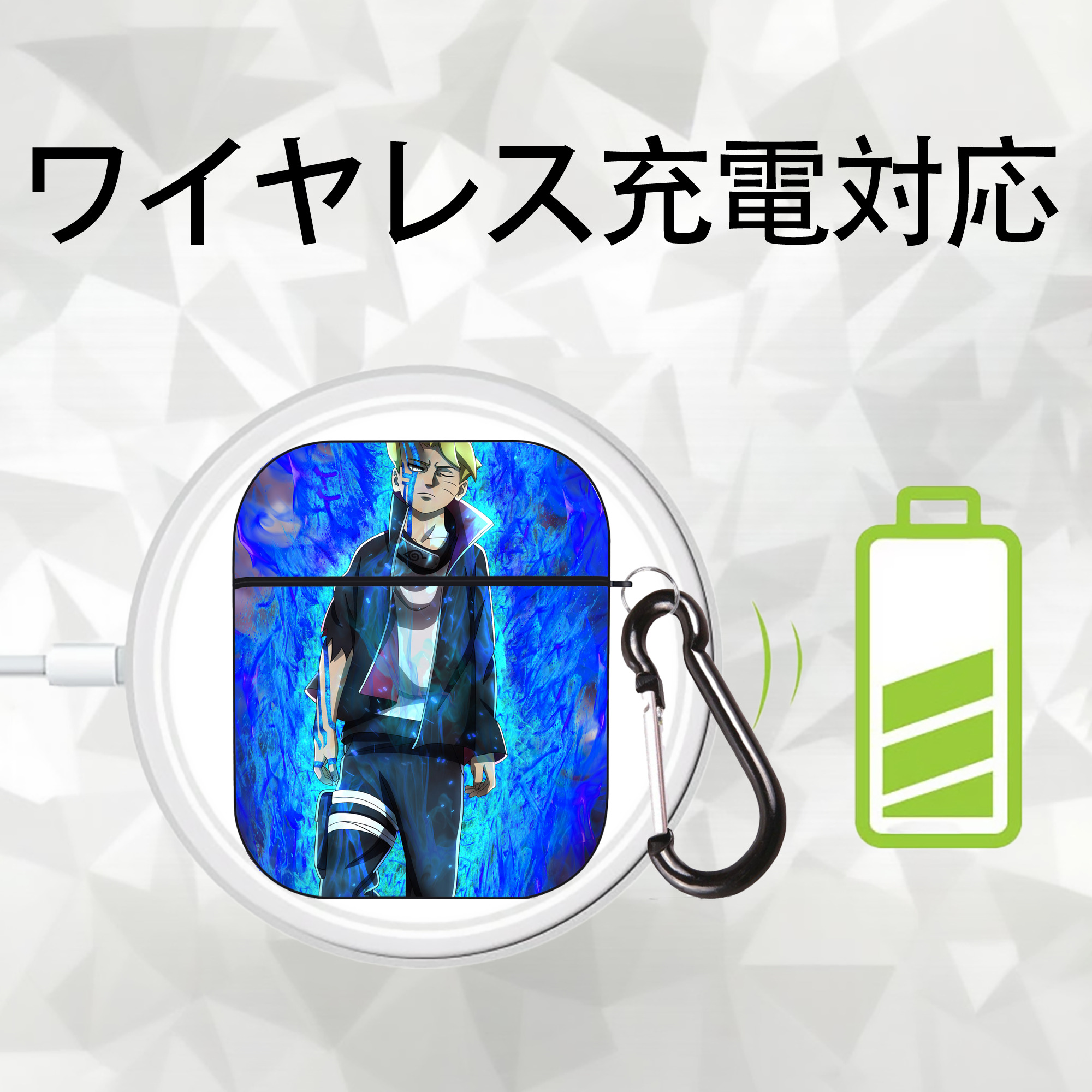 NARUTO -ナルト- NARUTO -ナルト- 疾風伝 AirPods 第2世代保護ケース ハードシェル ブラック 耐衝撃・防指紋・カラビナ付き