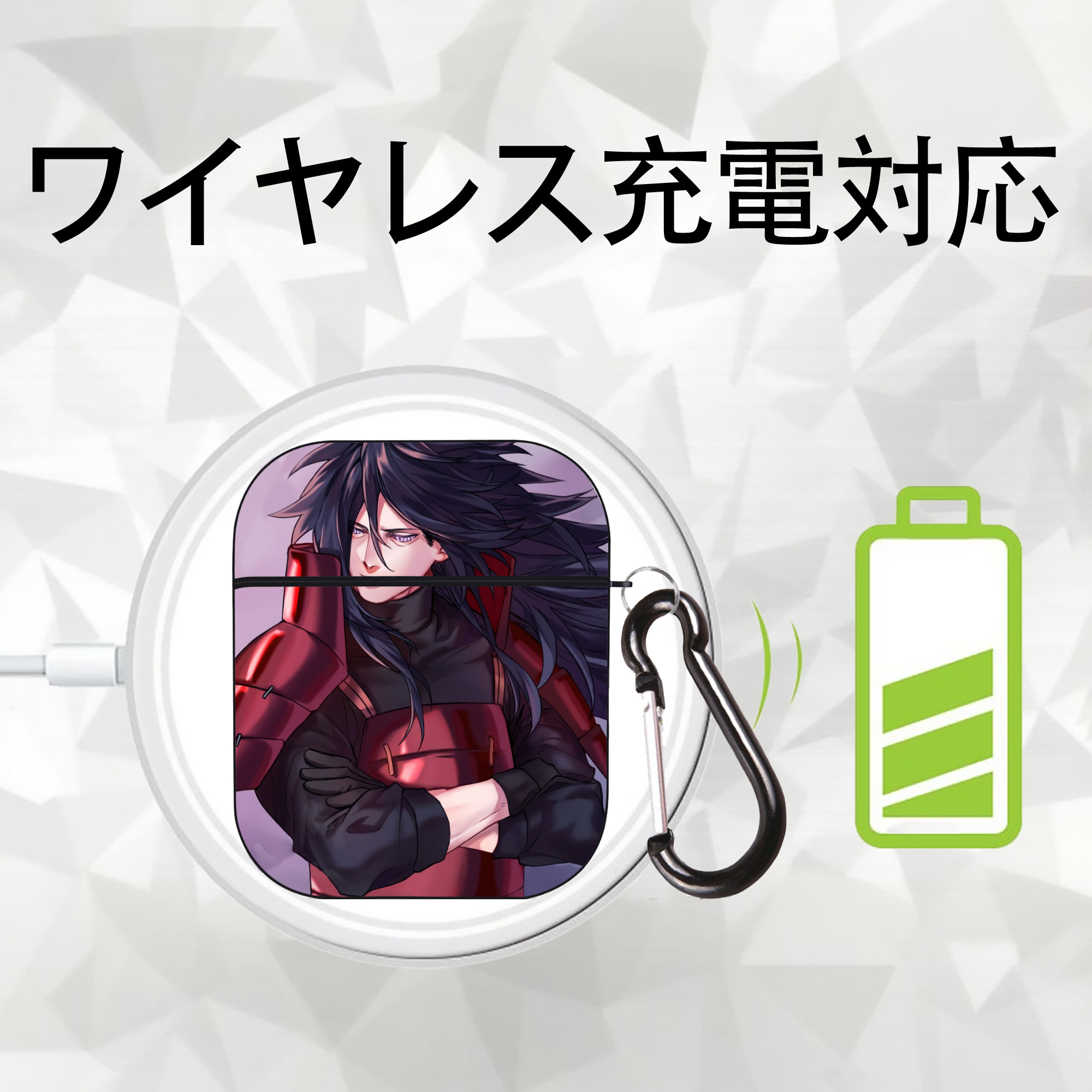 NARUTO -ナルト- NARUTO -ナルト- 疾風伝 AirPods 第2世代保護ケース ハードシェル ブラック 耐衝撃・防指紋・カラビナ付き