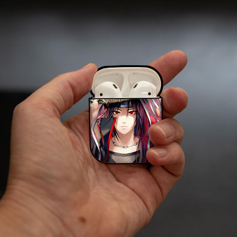 NARUTO -ナルト- NARUTO -ナルト- 疾風伝 AirPods 第2世代保護ケース ハードシェル ブラック 耐衝撃・防指紋・カラビナ付き