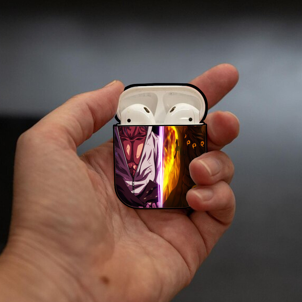 NARUTO -ナルト- NARUTO -ナルト- 疾風伝 AirPods 第2世代保護ケース ハードシェル ブラック 耐衝撃・防指紋・カラビナ付き