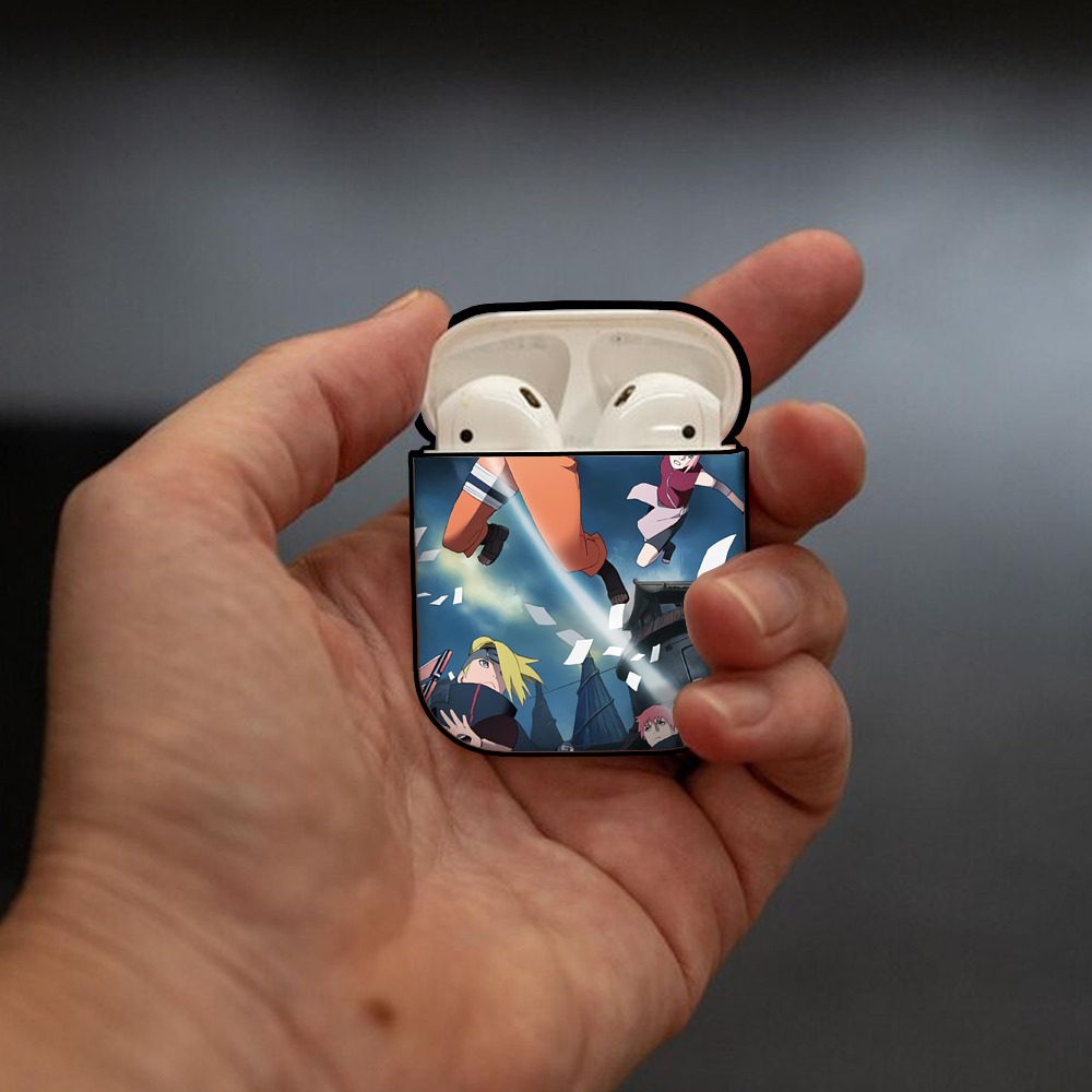 NARUTO -ナルト- NARUTO -ナルト- 疾風伝 AirPods 第2世代保護ケース ハードシェル ブラック 耐衝撃・防指紋・カラビナ付き