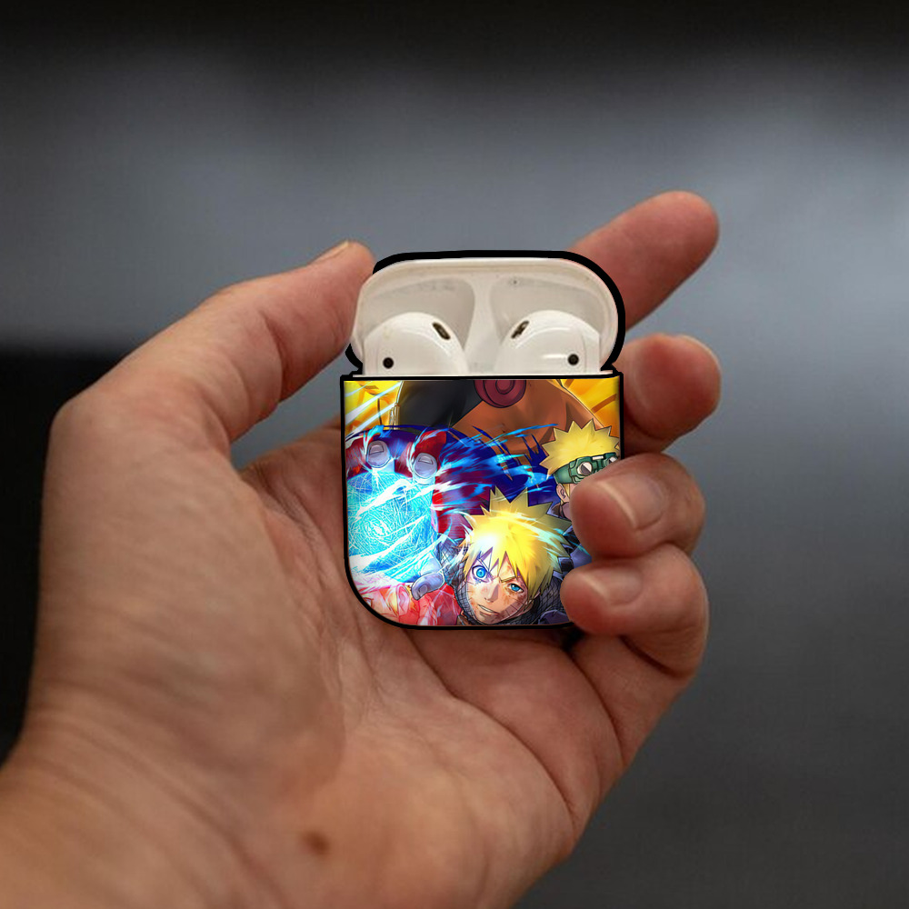 NARUTO -ナルト- NARUTO -ナルト- 疾風伝 AirPods 第2世代保護ケース ハードシェル ブラック 耐衝撃・防指紋・カラビナ付き
