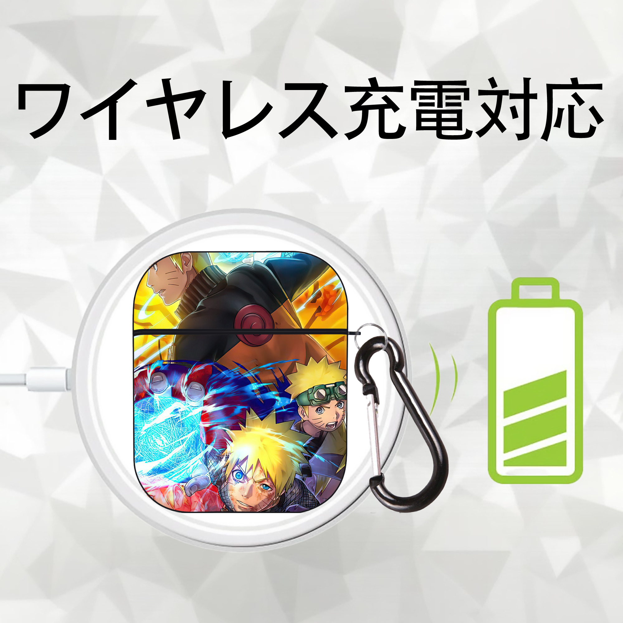 NARUTO -ナルト- NARUTO -ナルト- 疾風伝 AirPods 第2世代保護ケース ハードシェル ブラック 耐衝撃・防指紋・カラビナ付き