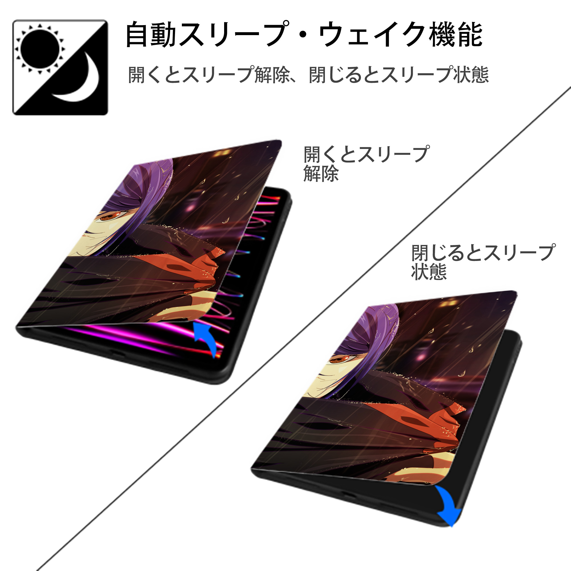 NARUTO -ナルト- NARUTO -ナルト- 疾風伝 IPad ケース ブック型 PUレザー TPU 耐衝撃 軽量 薄型 ペン収納なし 全面保護 IPad 各モデル対応