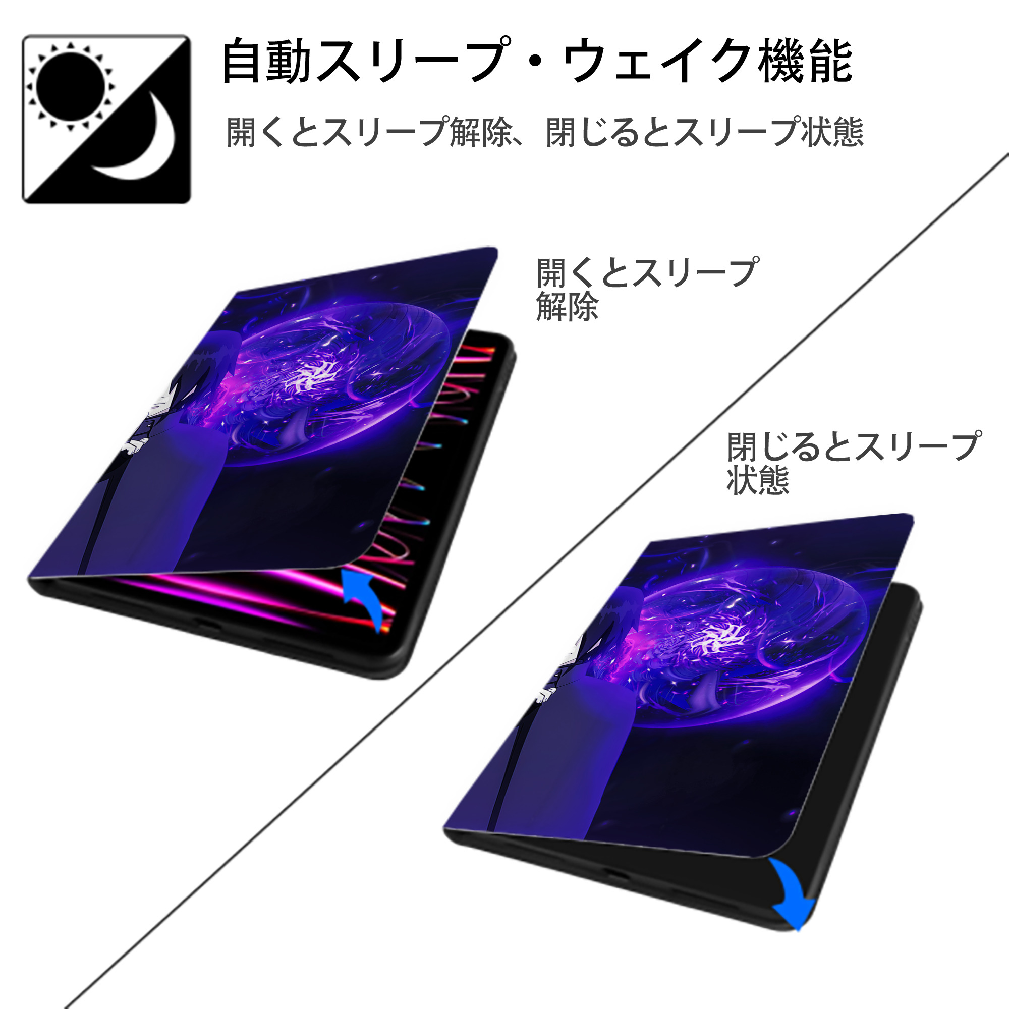 NARUTO -ナルト- NARUTO -ナルト- 疾風伝 IPad ケース ブック型 PUレザー TPU 耐衝撃 軽量 薄型 ペン収納なし 全面保護 IPad 各モデル対応