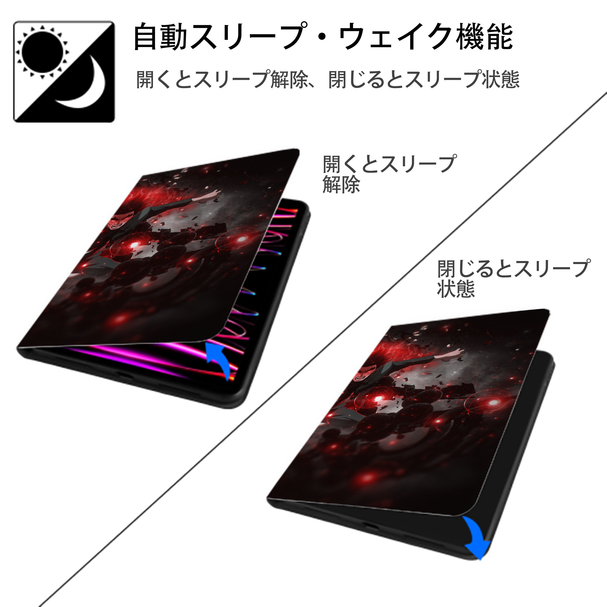 NARUTO -ナルト- NARUTO -ナルト- 疾風伝 IPad ケース ブック型 PUレザー TPU 耐衝撃 軽量 薄型 ペン収納なし 全面保護 IPad 各モデル対応
