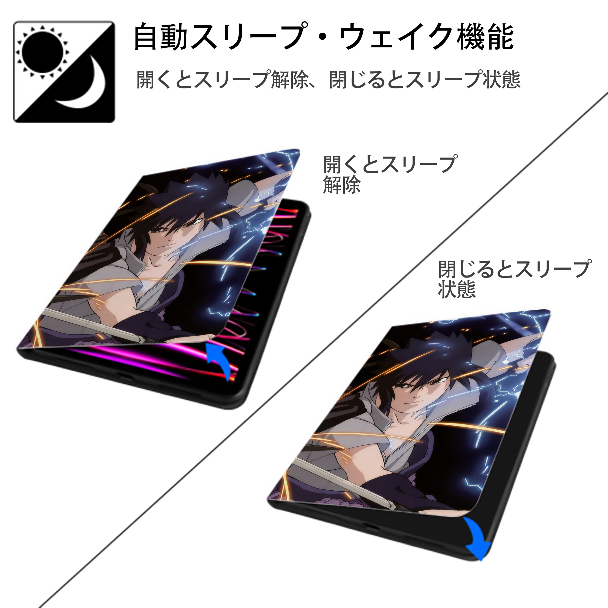 NARUTO -ナルト- NARUTO -ナルト- 疾風伝 IPad ケース ブック型 PUレザー TPU 耐衝撃 軽量 薄型 ペン収納なし 全面保護 IPad 各モデル対応