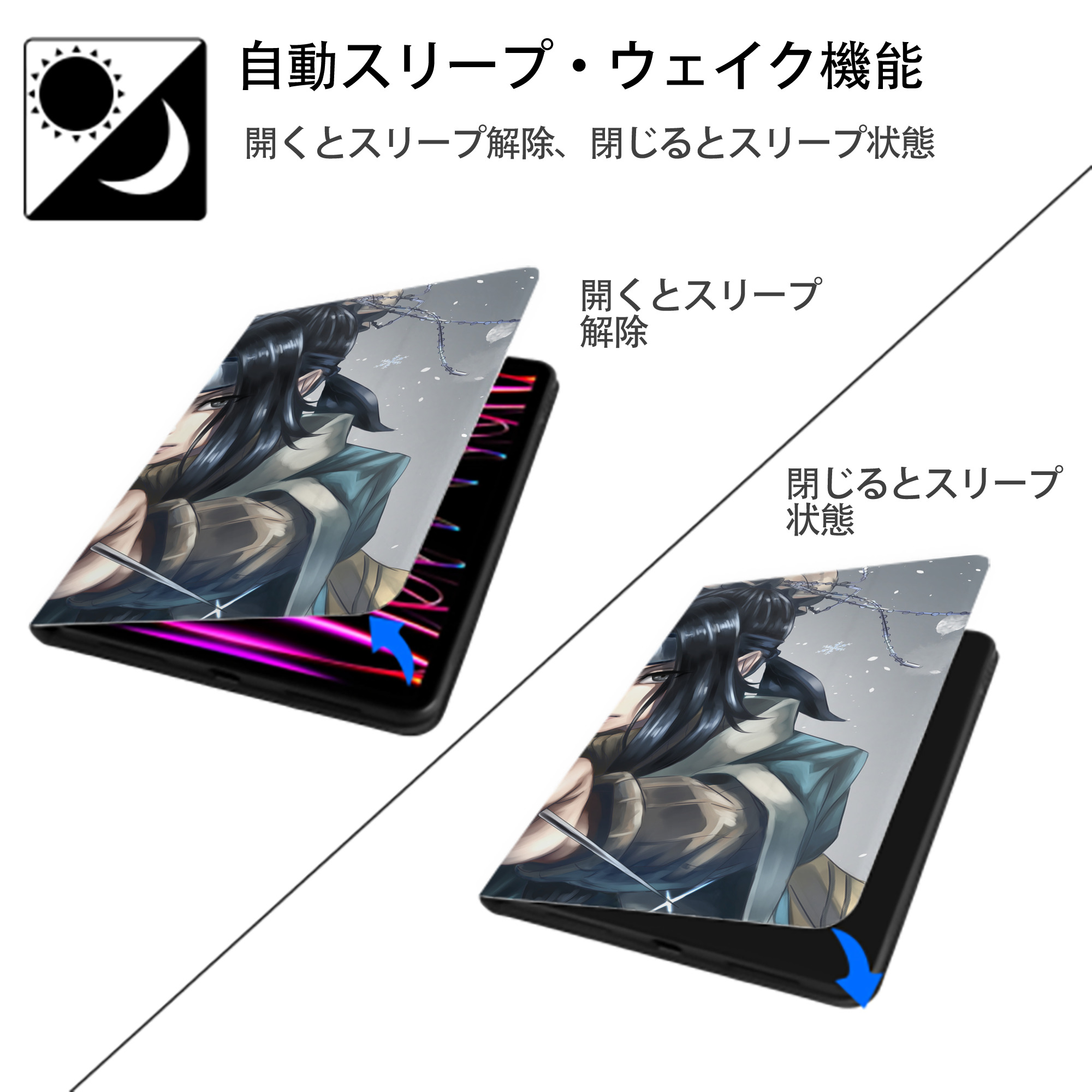 NARUTO -ナルト- NARUTO -ナルト- 疾風伝 IPad ケース ブック型 PUレザー TPU 耐衝撃 軽量 薄型 ペン収納なし 全面保護 IPad 各モデル対応