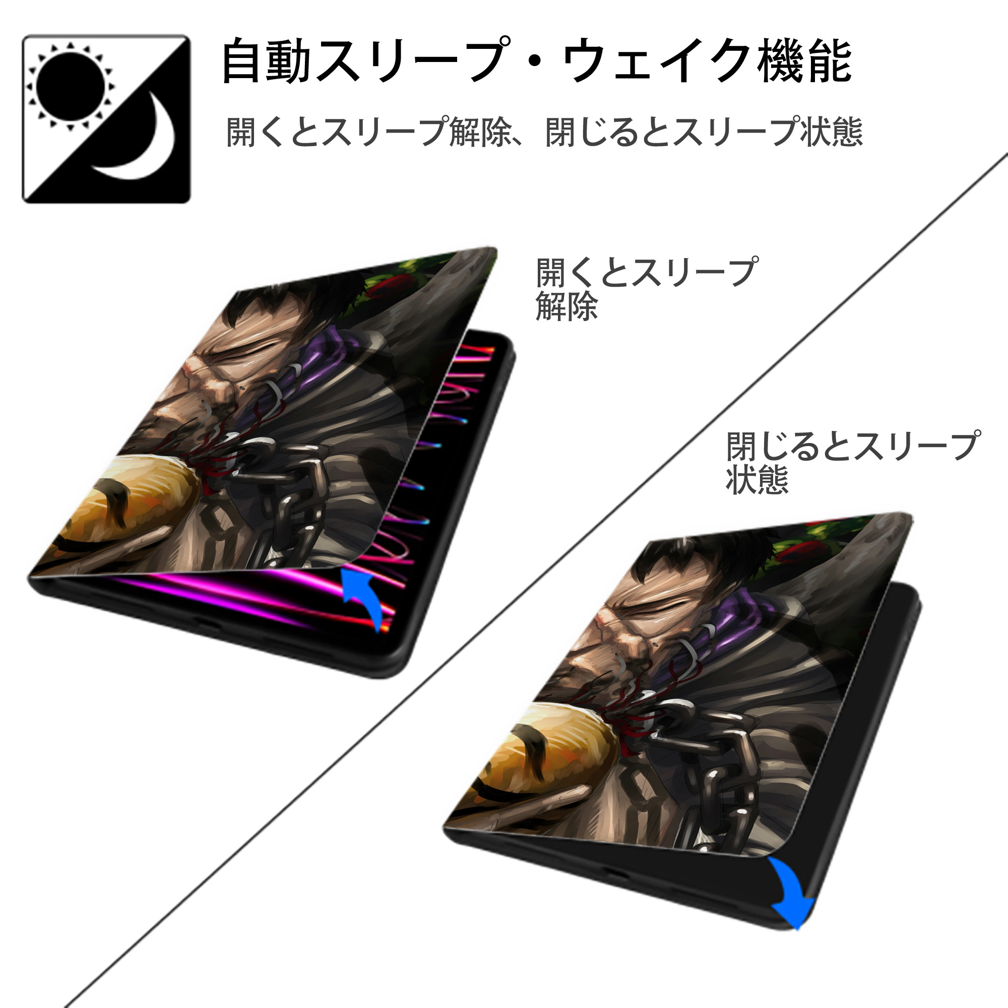 NARUTO -ナルト- NARUTO -ナルト- 疾風伝 IPad ケース ブック型 PUレザー TPU 耐衝撃 軽量 薄型 ペン収納なし 全面保護 IPad 各モデル対応