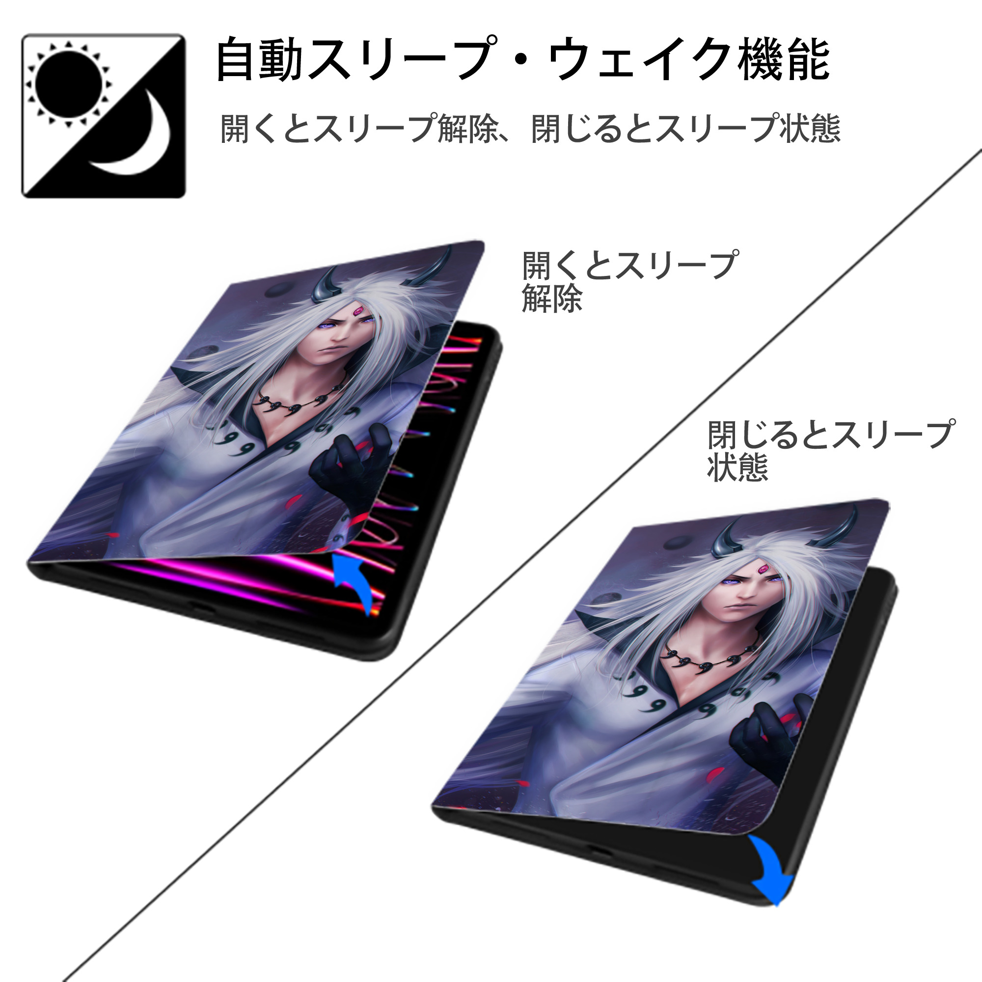 NARUTO -ナルト- NARUTO -ナルト- 疾風伝 IPad ケース ブック型 PUレザー TPU 耐衝撃 軽量 薄型 ペン収納なし 全面保護 IPad 各モデル対応