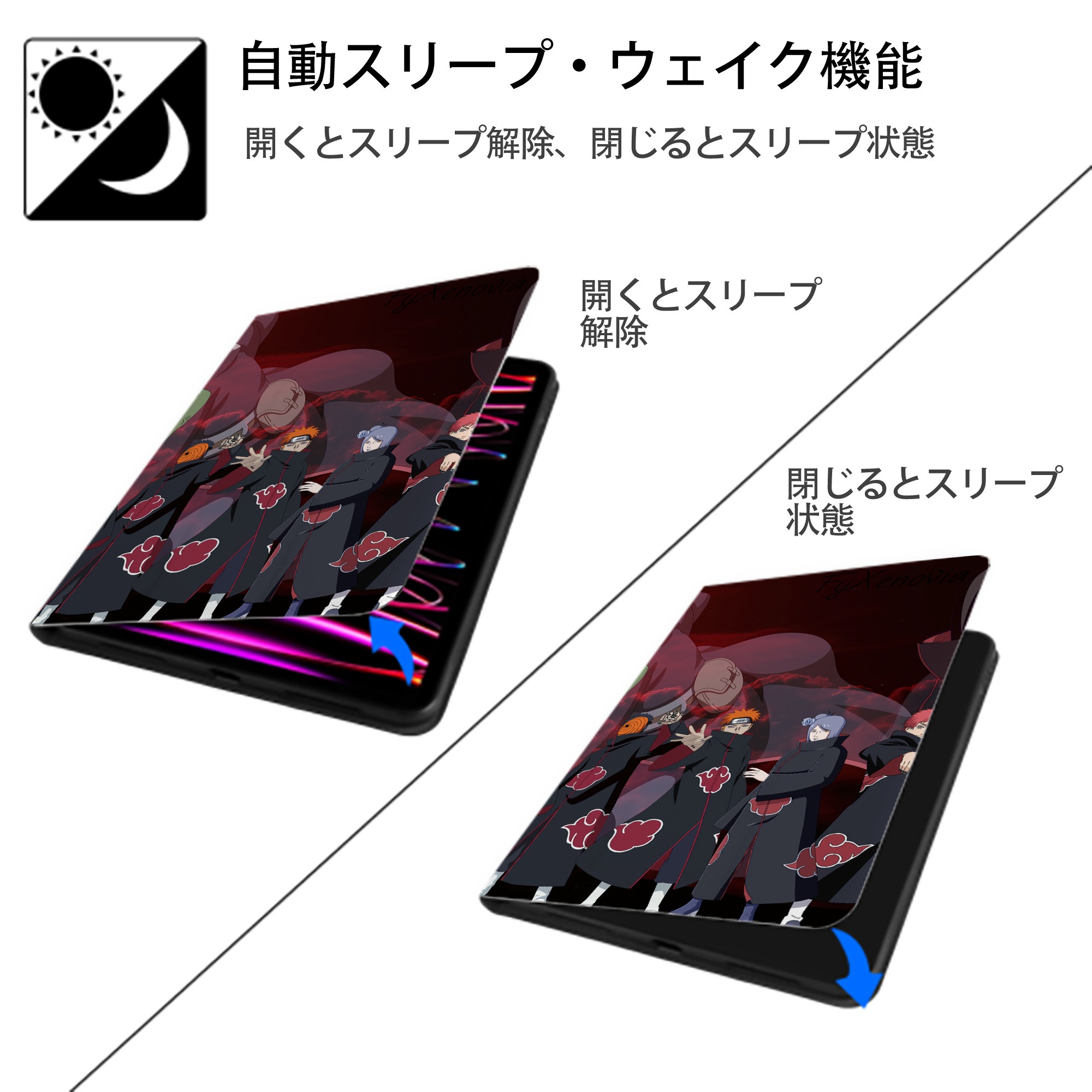 NARUTO -ナルト- NARUTO -ナルト- 疾風伝 IPad ケース ブック型 PUレザー TPU 耐衝撃 軽量 薄型 ペン収納なし 全面保護 IPad 各モデル対応