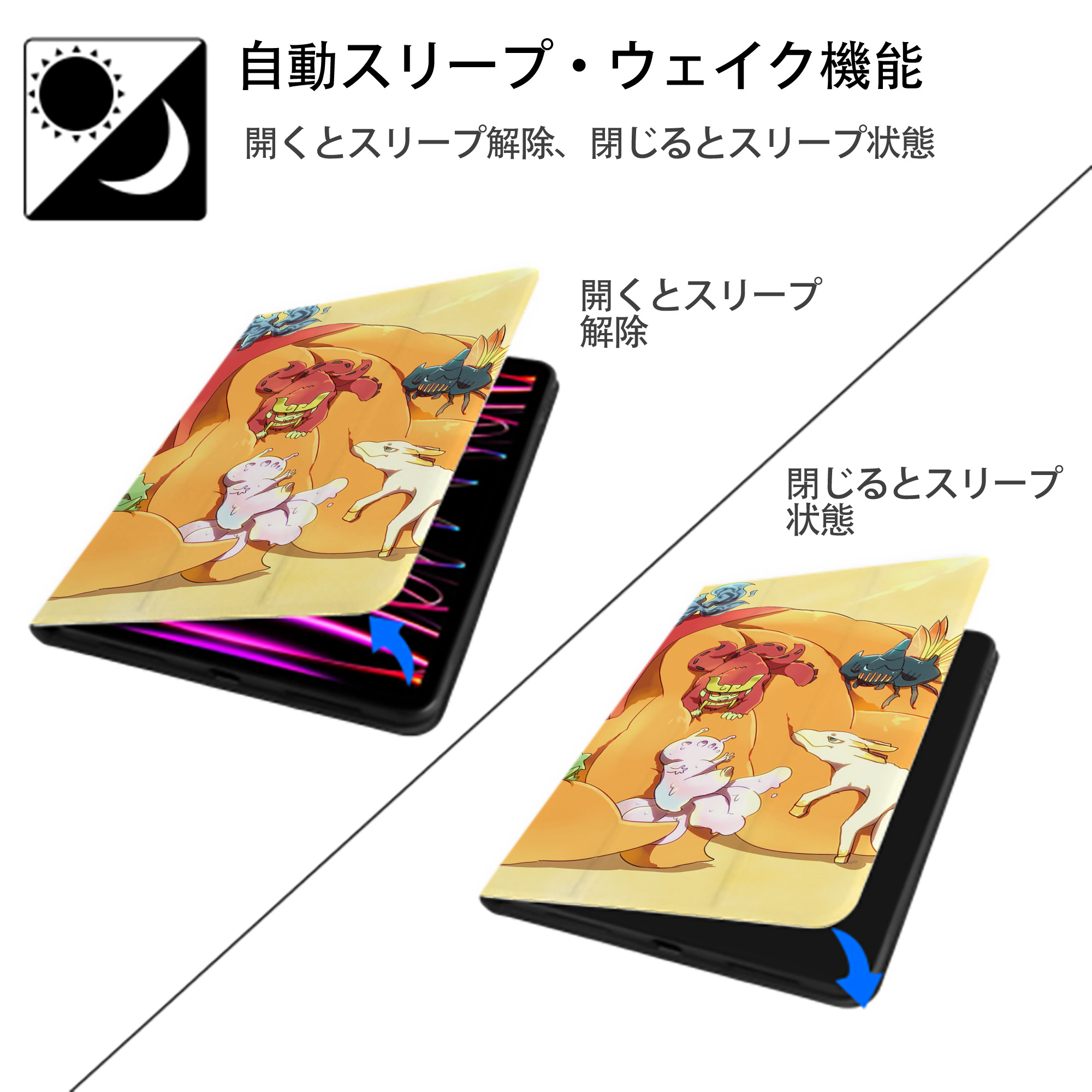 NARUTO -ナルト- NARUTO -ナルト- 疾風伝 IPad ケース ブック型 PUレザー TPU 耐衝撃 軽量 薄型 ペン収納なし 全面保護 IPad 各モデル対応