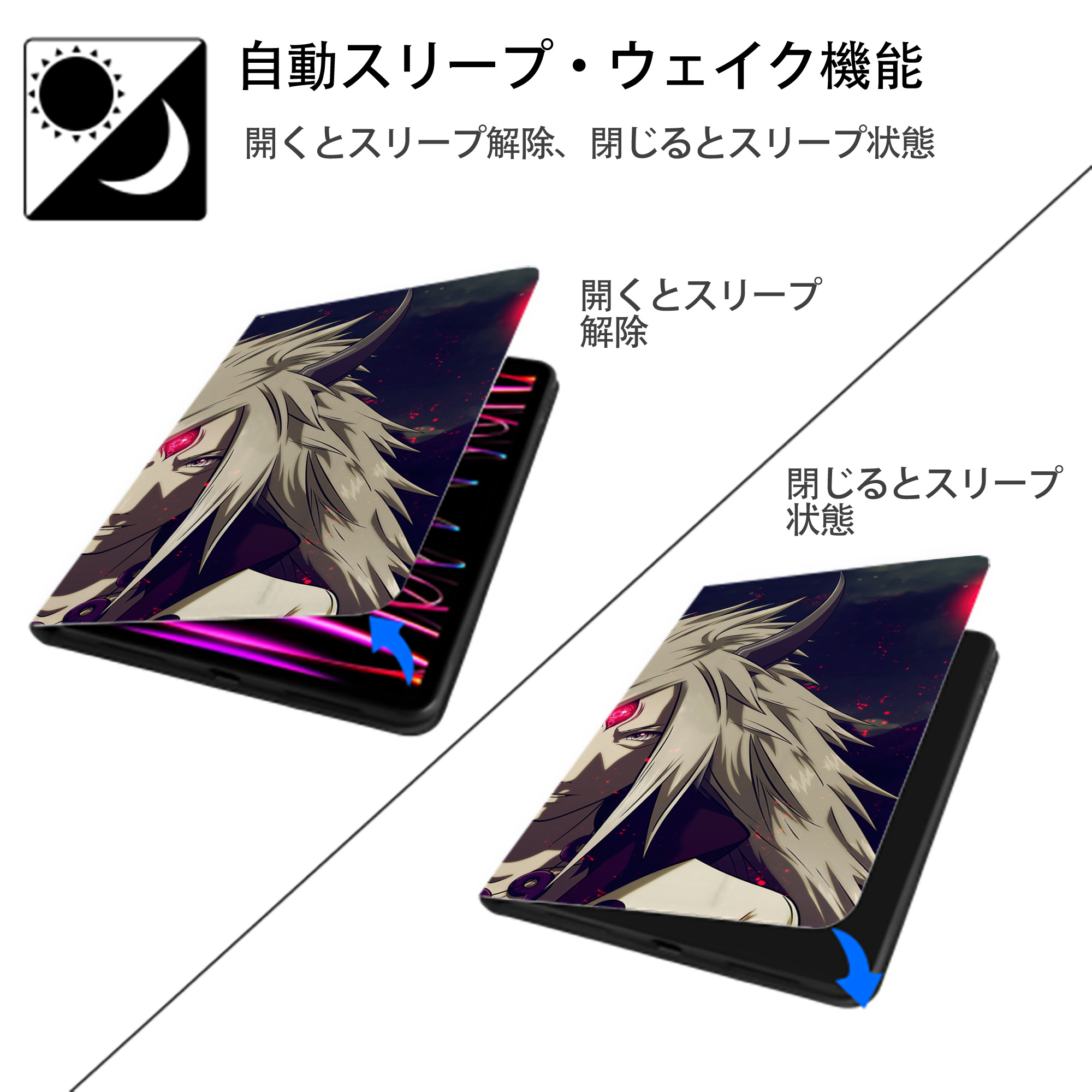 NARUTO -ナルト- NARUTO -ナルト- 疾風伝 IPad ケース ブック型 PUレザー TPU 耐衝撃 軽量 薄型 ペン収納なし 全面保護 IPad 各モデル対応