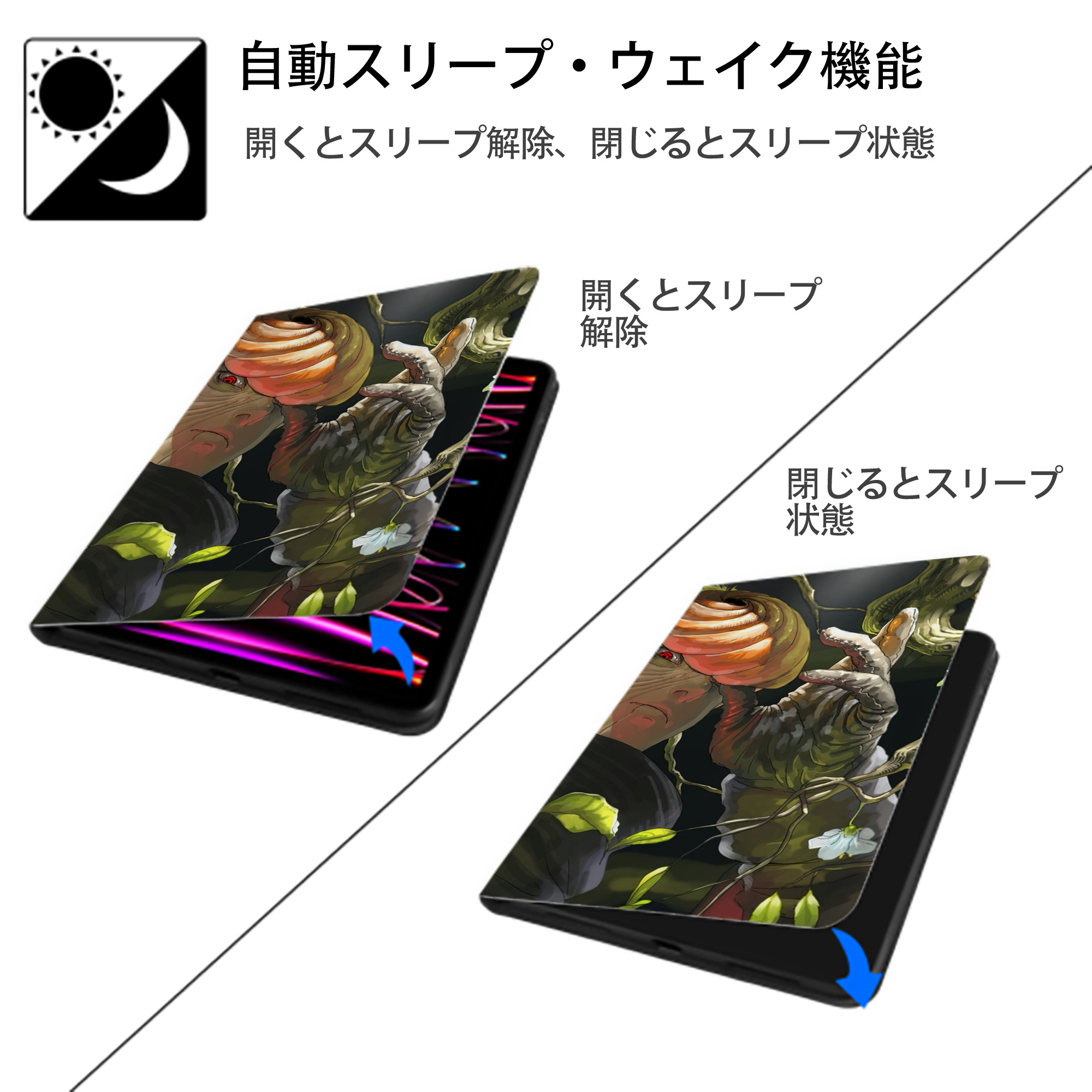 NARUTO -ナルト- NARUTO -ナルト- 疾風伝 IPad ケース ブック型 PUレザー TPU 耐衝撃 軽量 薄型 ペン収納なし 全面保護 IPad 各モデル対応