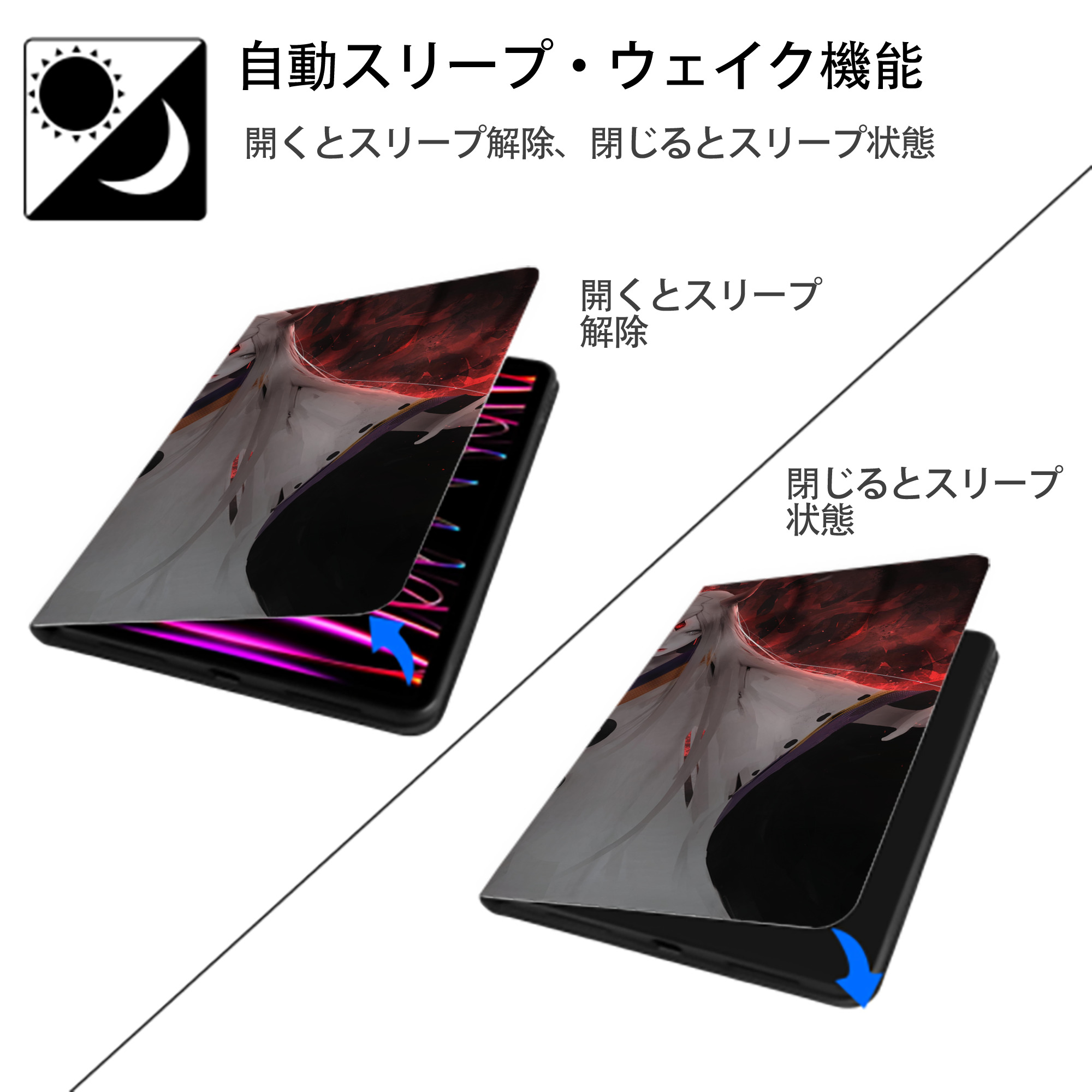 NARUTO -ナルト- NARUTO -ナルト- 疾風伝 IPad ケース ブック型 PUレザー TPU 耐衝撃 軽量 薄型 ペン収納なし 全面保護 IPad 各モデル対応