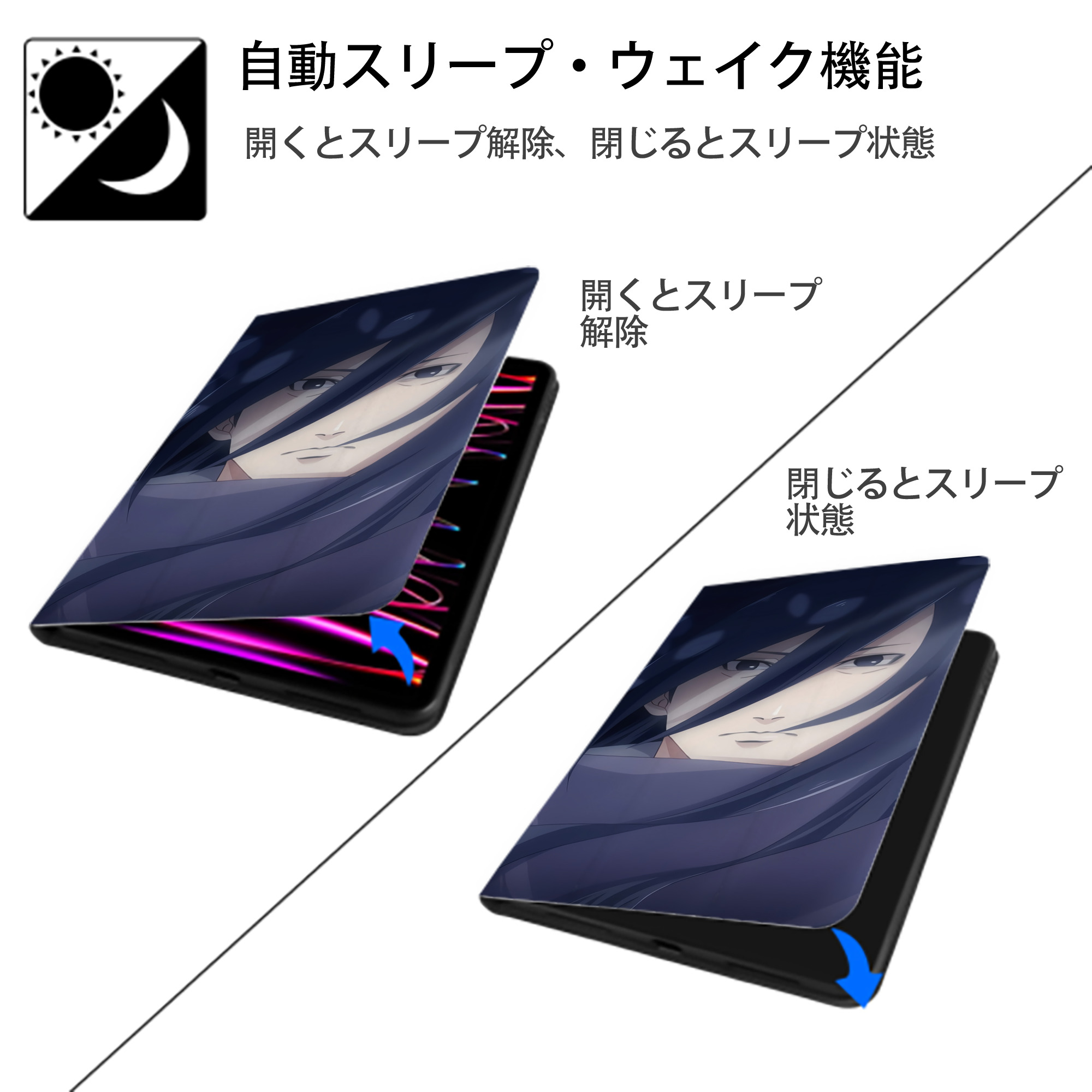 NARUTO -ナルト- NARUTO -ナルト- 疾風伝 IPad ケース ブック型 PUレザー TPU 耐衝撃 軽量 薄型 ペン収納なし 全面保護 IPad 各モデル対応