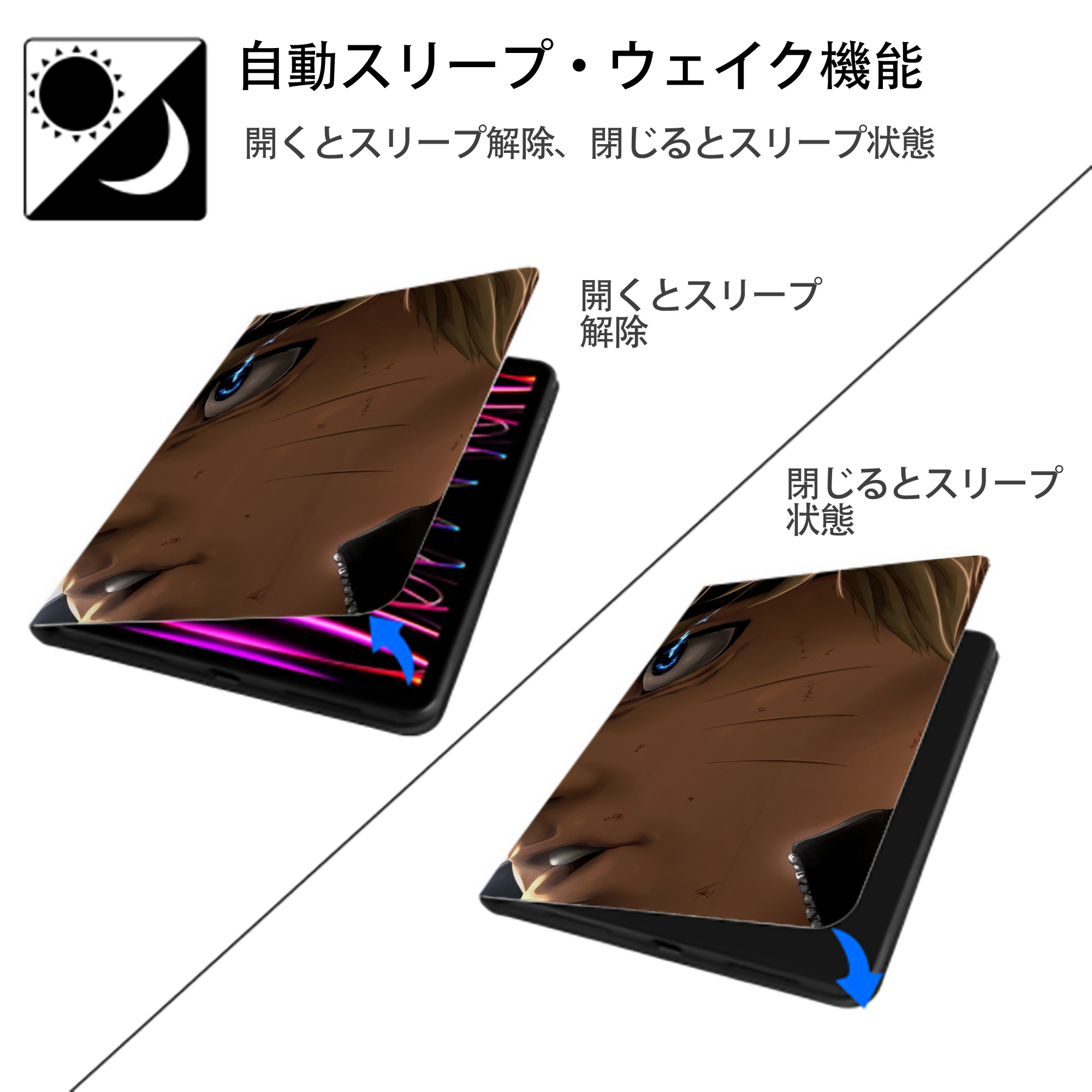 NARUTO -ナルト- NARUTO -ナルト- 疾風伝 IPad ケース ブック型 PUレザー TPU 耐衝撃 軽量 薄型 ペン収納なし 全面保護 IPad 各モデル対応