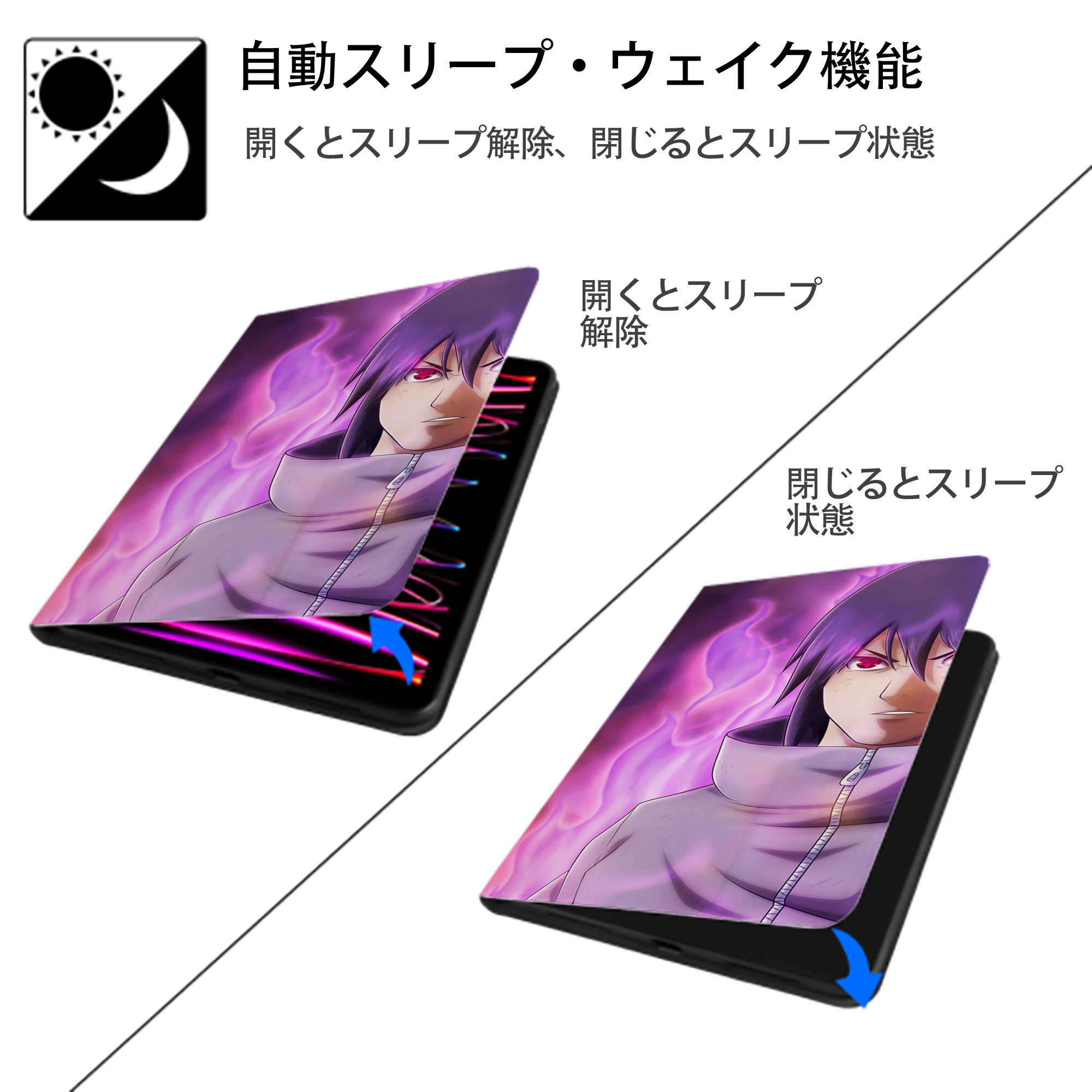 NARUTO -ナルト- NARUTO -ナルト- 疾風伝 IPad ケース ブック型 PUレザー TPU 耐衝撃 軽量 薄型 ペン収納なし 全面保護 IPad 各モデル対応