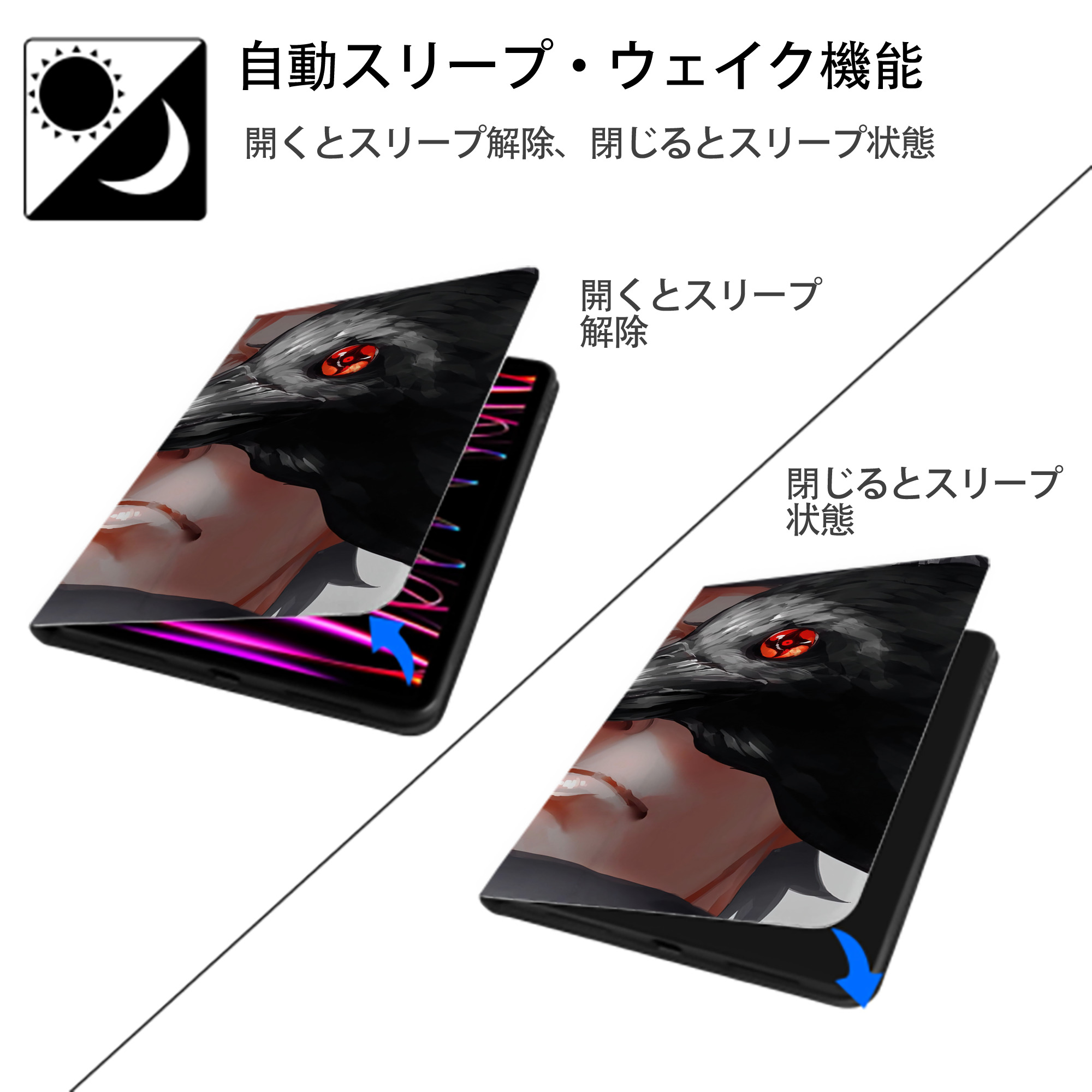 NARUTO -ナルト- NARUTO -ナルト- 疾風伝 IPad ケース ブック型 PUレザー TPU 耐衝撃 軽量 薄型 ペン収納なし 全面保護 IPad 各モデル対応