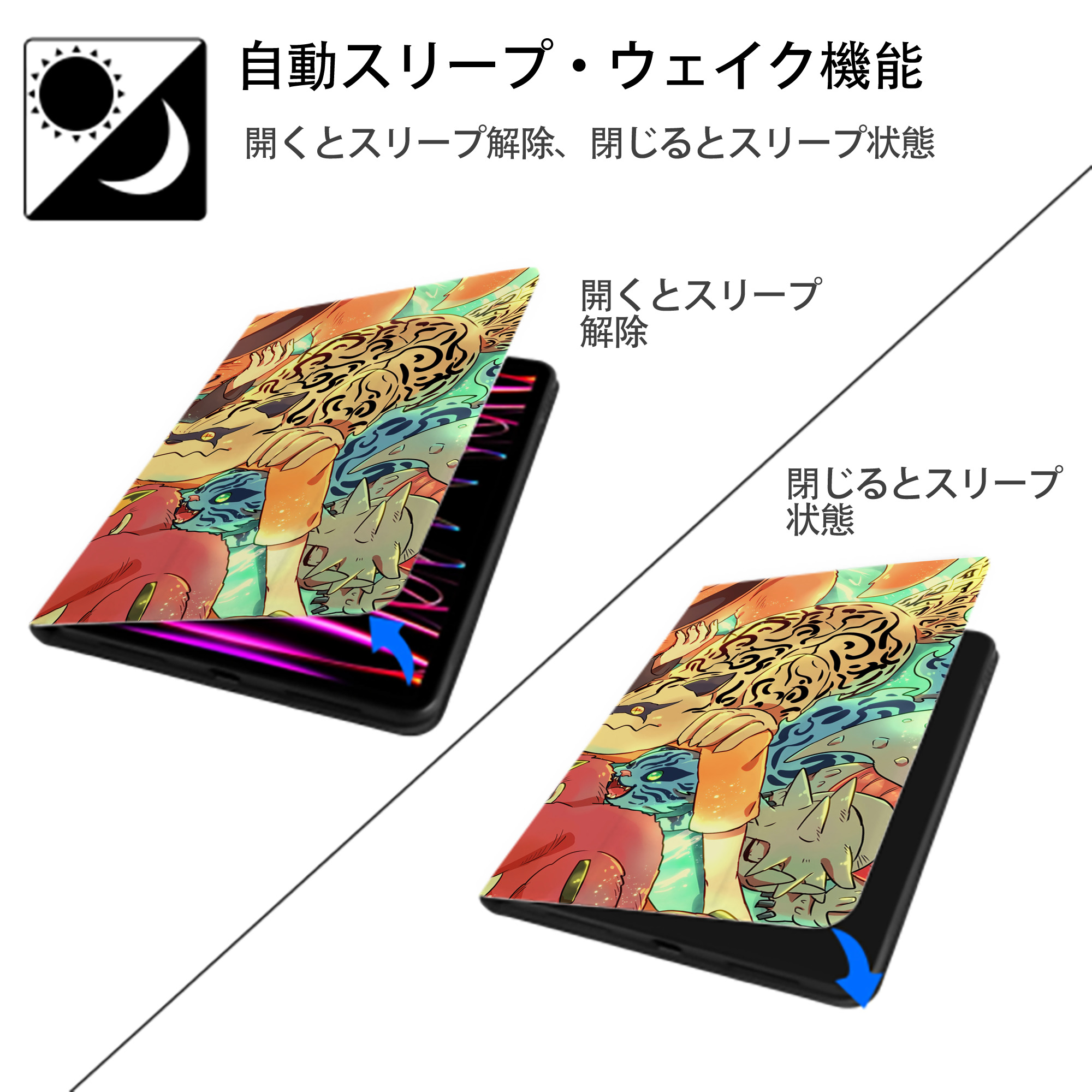 NARUTO -ナルト- NARUTO -ナルト- 疾風伝 IPad ケース ブック型 PUレザー TPU 耐衝撃 軽量 薄型 ペン収納なし 全面保護 IPad 各モデル対応