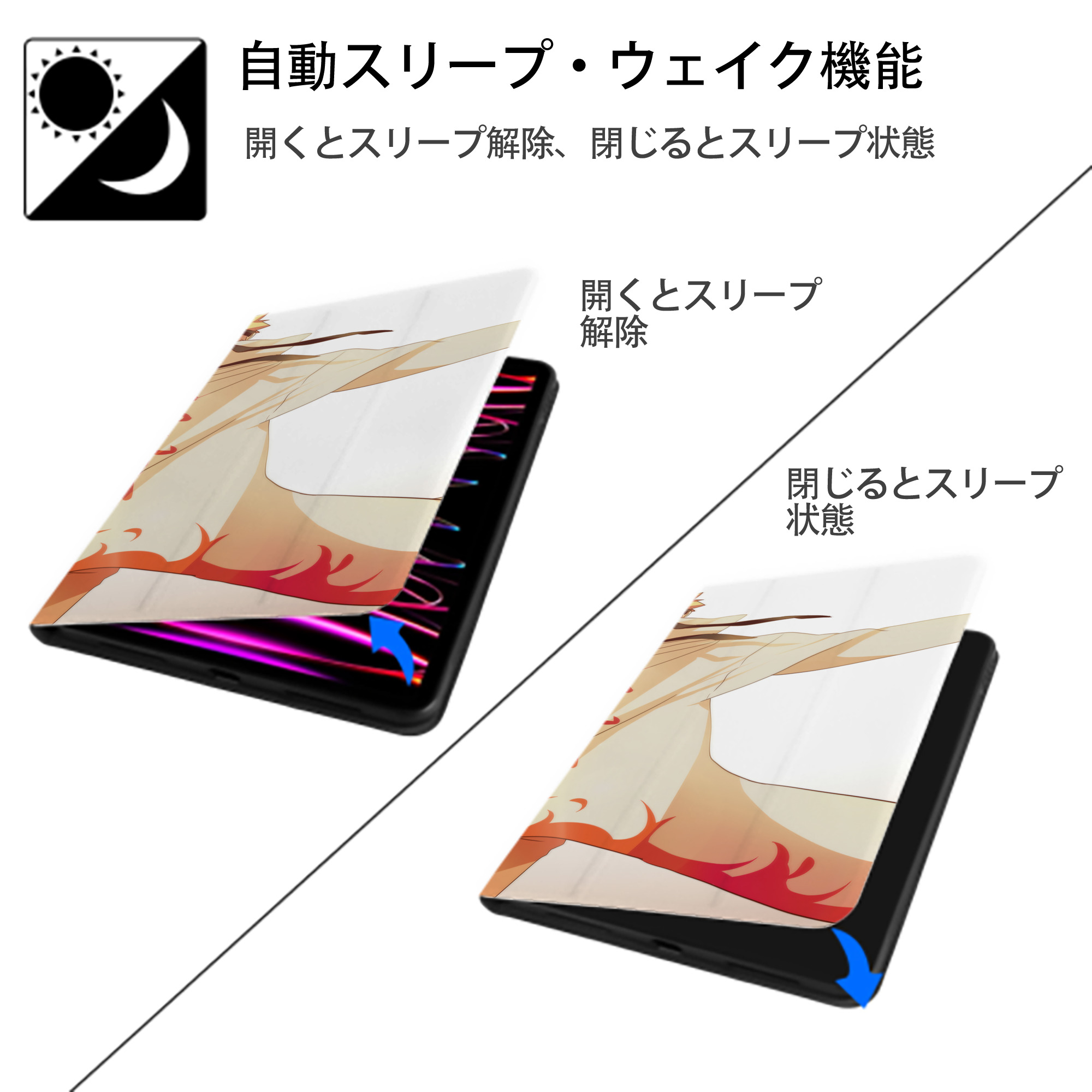 NARUTO -ナルト- NARUTO -ナルト- 疾風伝 IPad ケース ブック型 PUレザー TPU 耐衝撃 軽量 薄型 ペン収納なし 全面保護 IPad 各モデル対応