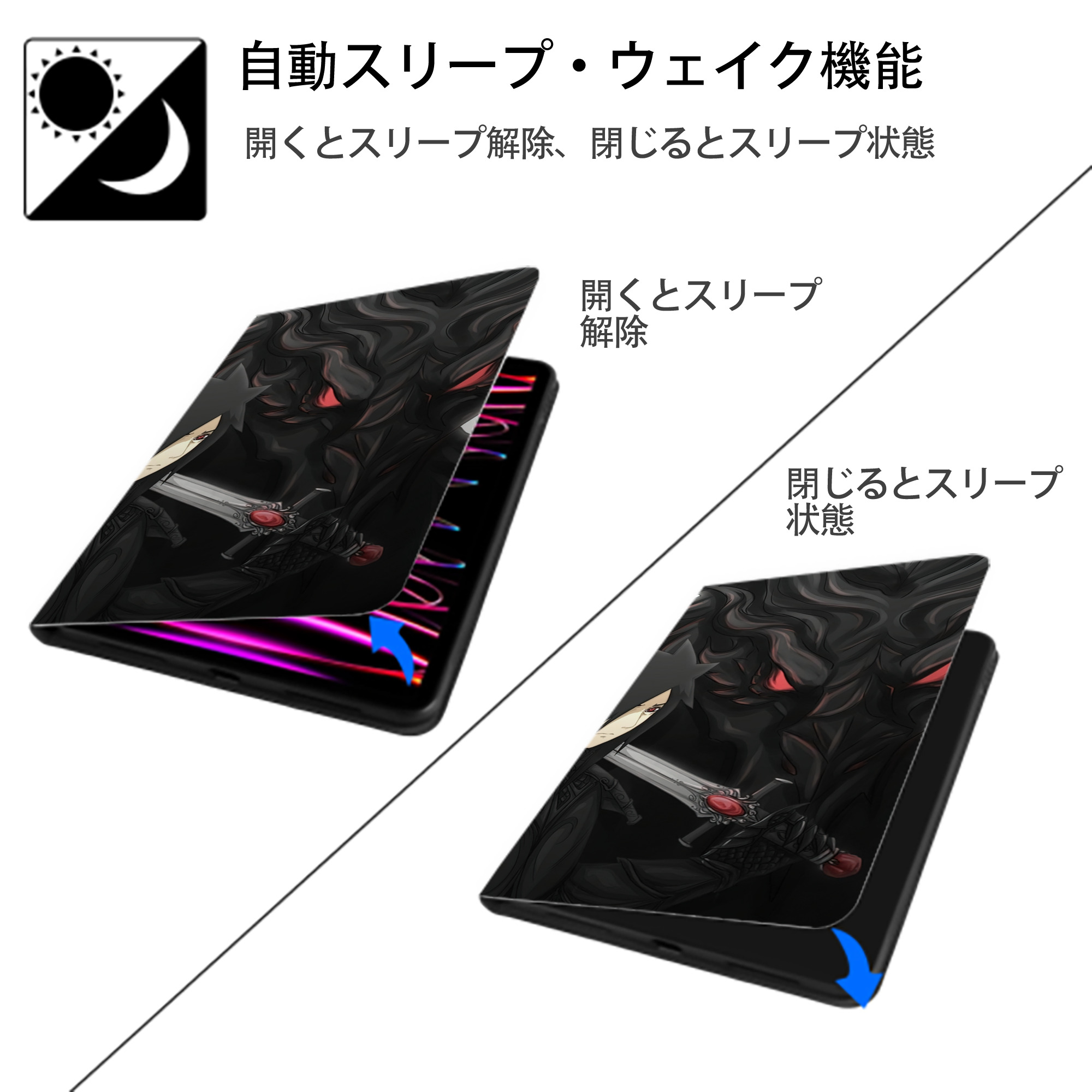 NARUTO -ナルト- NARUTO -ナルト- 疾風伝 IPad ケース ブック型 PUレザー TPU 耐衝撃 軽量 薄型 ペン収納なし 全面保護 IPad 各モデル対応