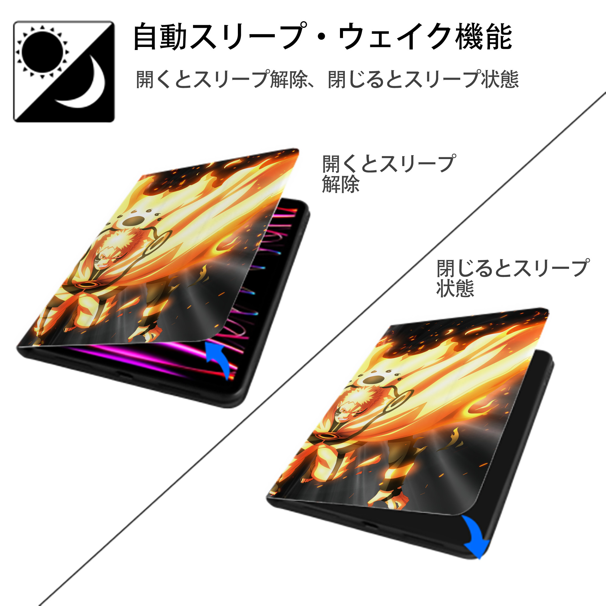 NARUTO -ナルト- NARUTO -ナルト- 疾風伝 IPadケース ペンホルダー付き ブックスタイルデザイン