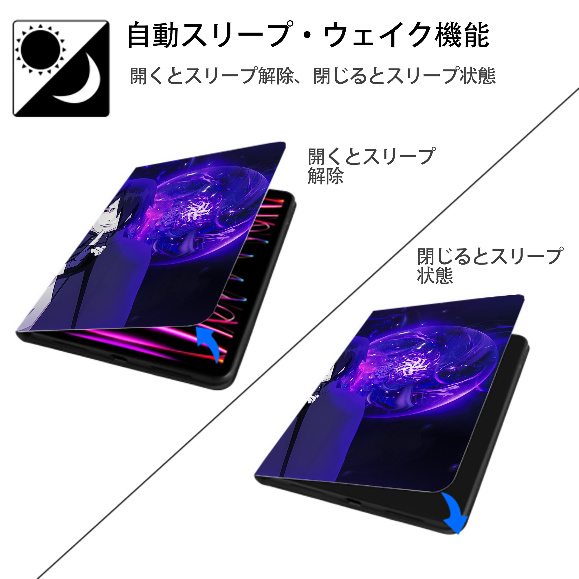 NARUTO -ナルト- NARUTO -ナルト- 疾風伝 IPadケース ペンホルダー付き ブックスタイルデザイン