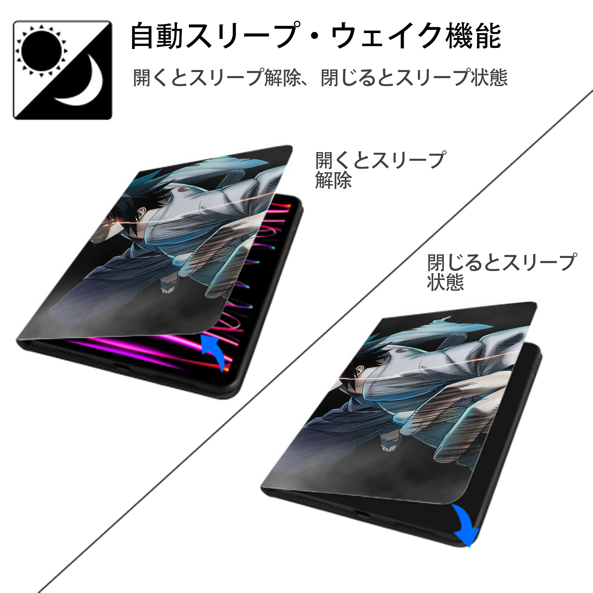 NARUTO -ナルト- NARUTO -ナルト- 疾風伝 IPadケース ペンホルダー付き ブックスタイルデザイン