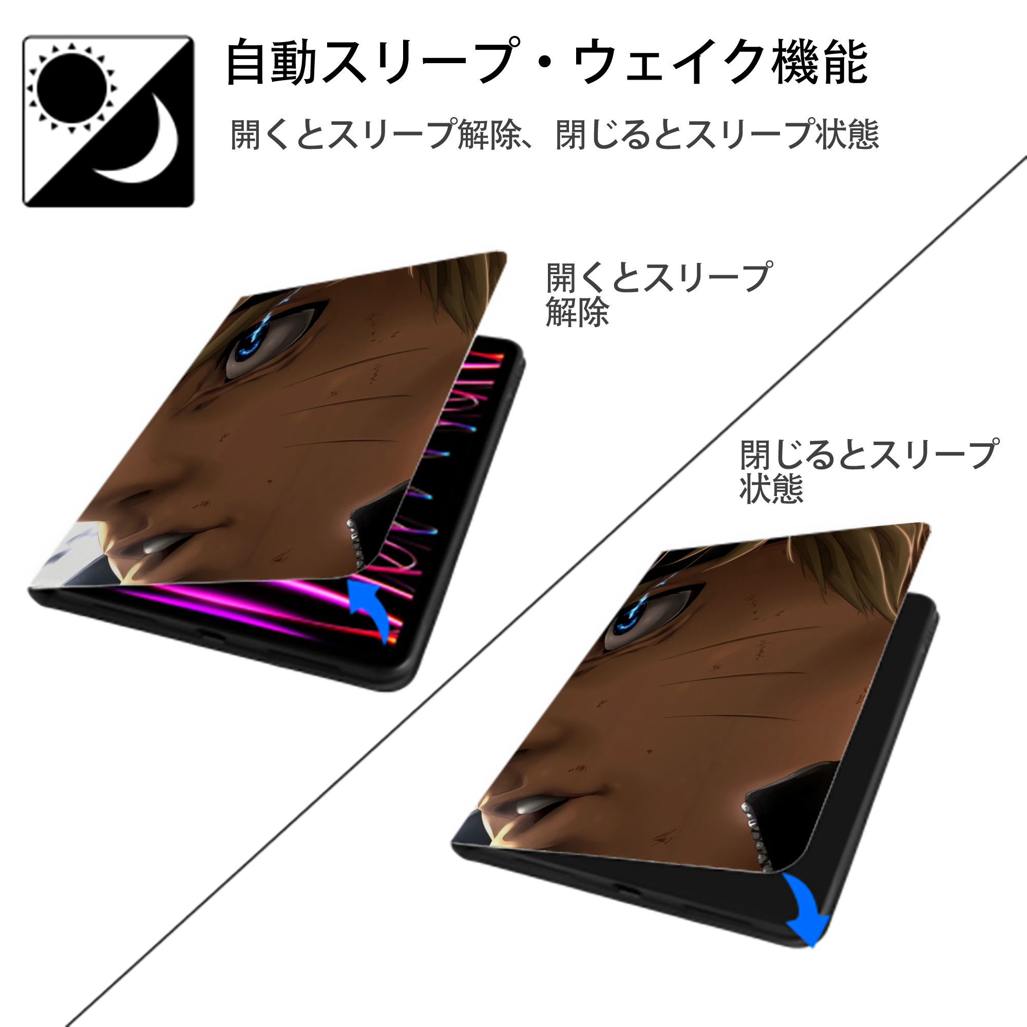 NARUTO -ナルト- NARUTO -ナルト- 疾風伝 IPadケース ペンホルダー付き ブックスタイルデザイン