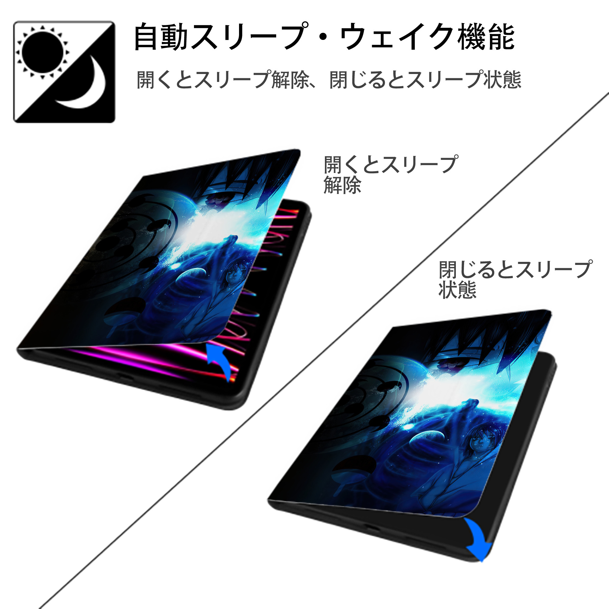 NARUTO -ナルト- NARUTO -ナルト- 疾風伝 IPadケース ペンホルダー付き ブックスタイルデザイン