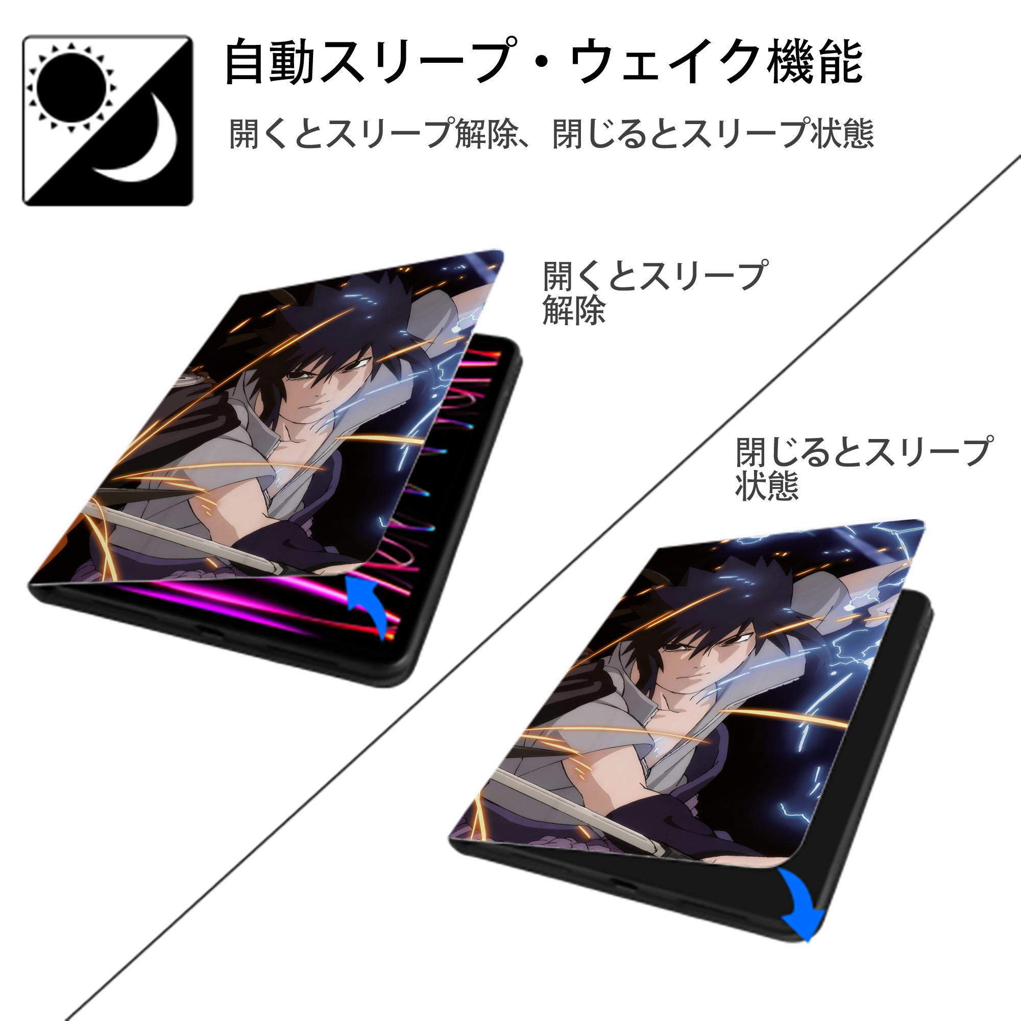 NARUTO -ナルト- NARUTO -ナルト- 疾風伝 IPadケース ペンホルダー付き ブックスタイルデザイン