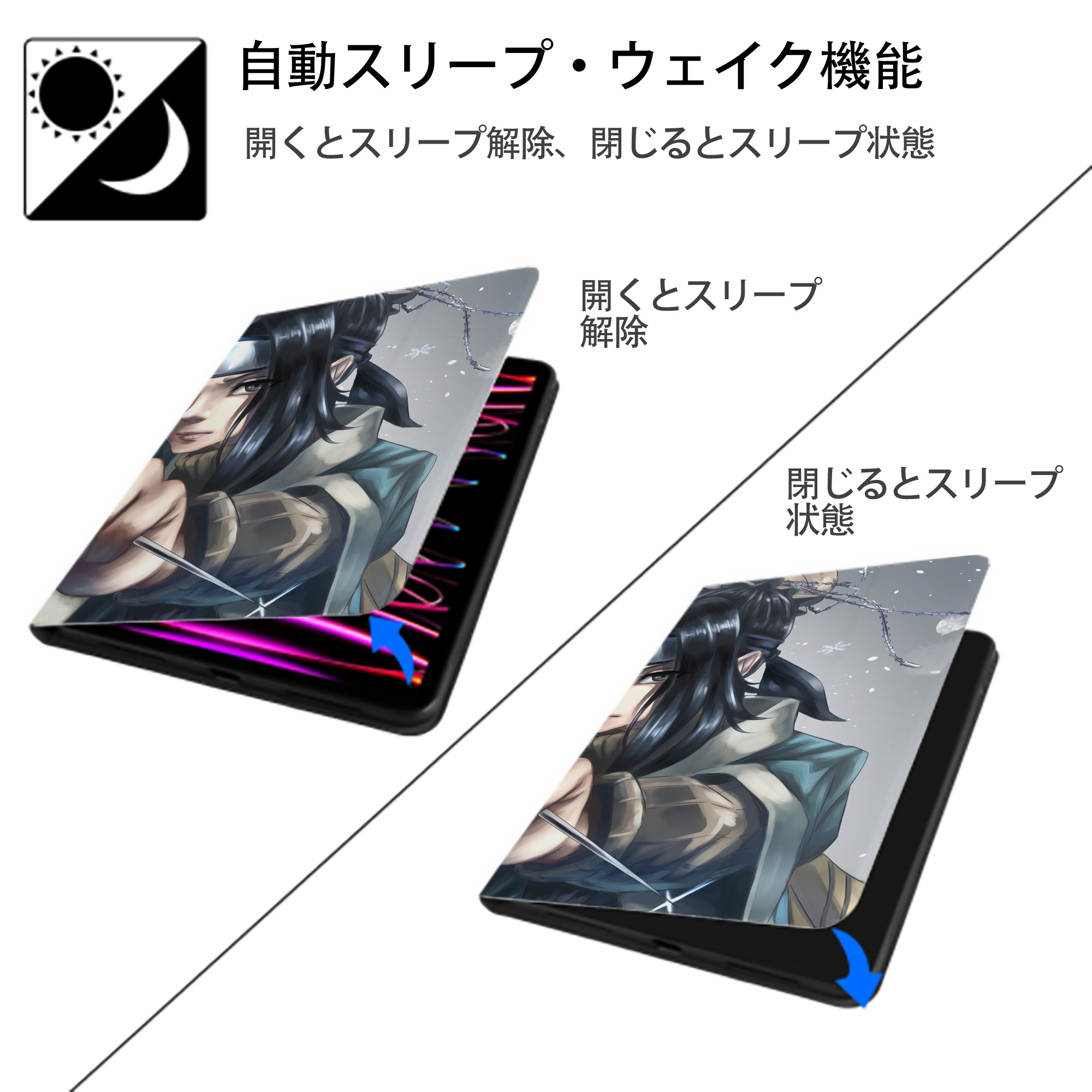 NARUTO -ナルト- NARUTO -ナルト- 疾風伝 IPadケース ペンホルダー付き ブックスタイルデザイン