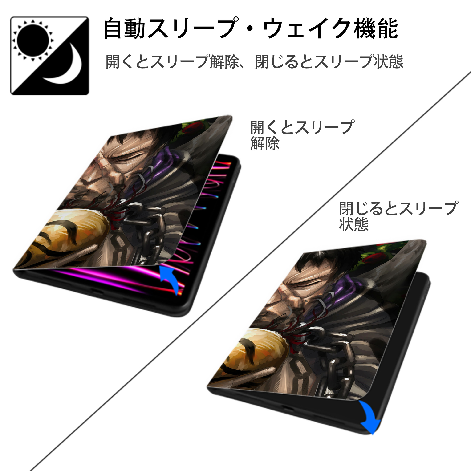 NARUTO -ナルト- NARUTO -ナルト- 疾風伝 IPadケース ペンホルダー付き ブックスタイルデザイン