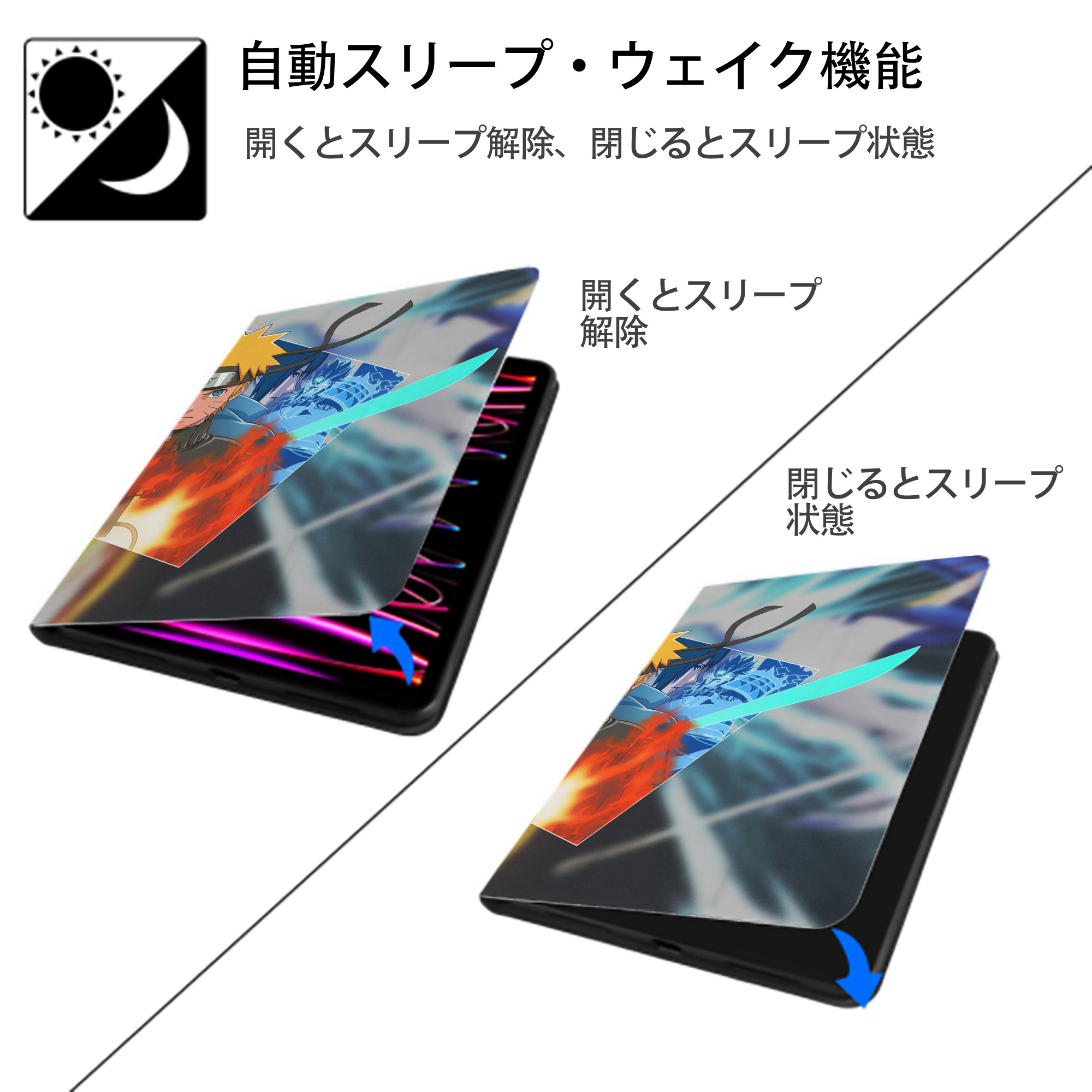 NARUTO -ナルト- NARUTO -ナルト- 疾風伝 IPadケース ペンホルダー付き ブックスタイルデザイン