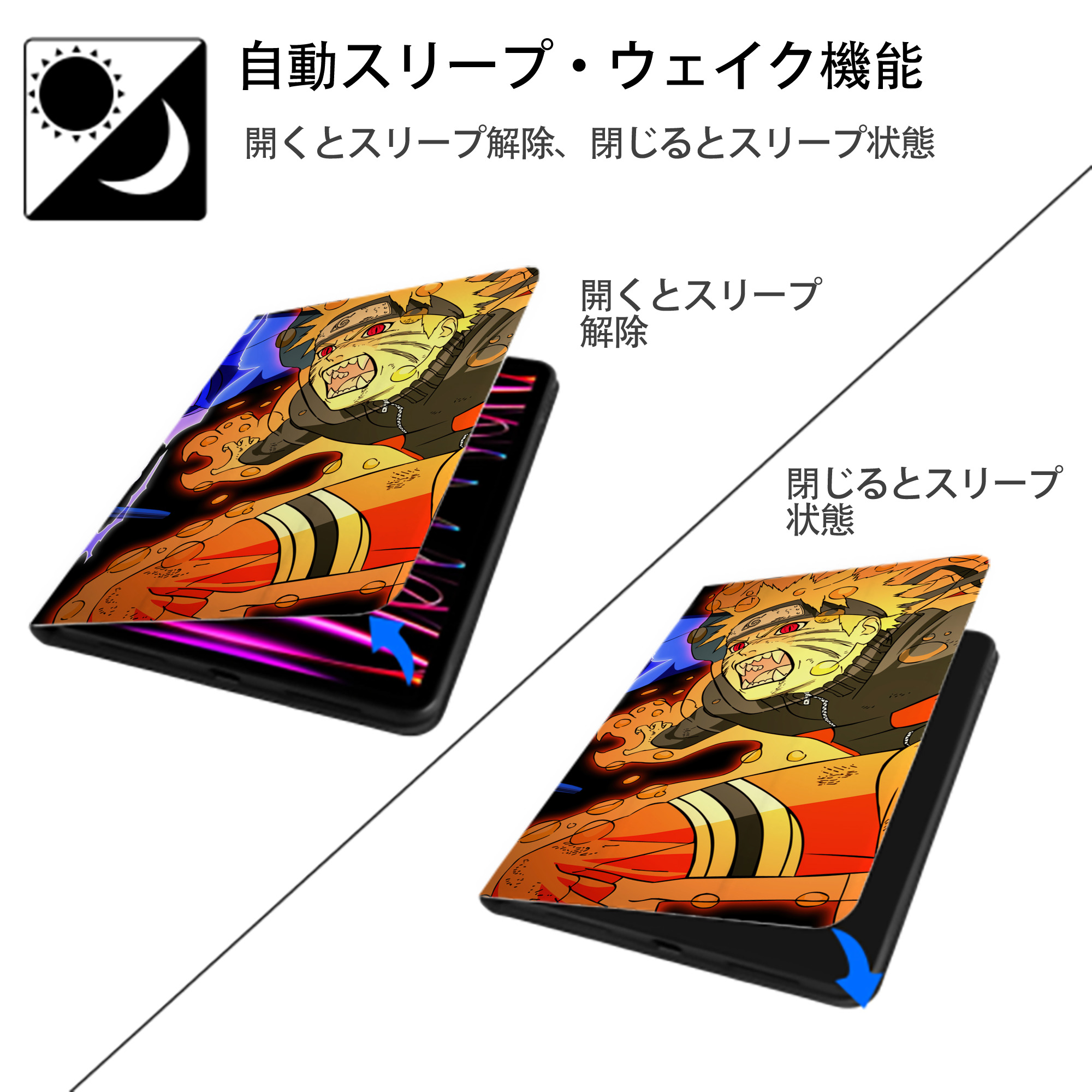 NARUTO -ナルト- NARUTO -ナルト- 疾風伝 IPadケース ペンホルダー付き ブックスタイルデザイン