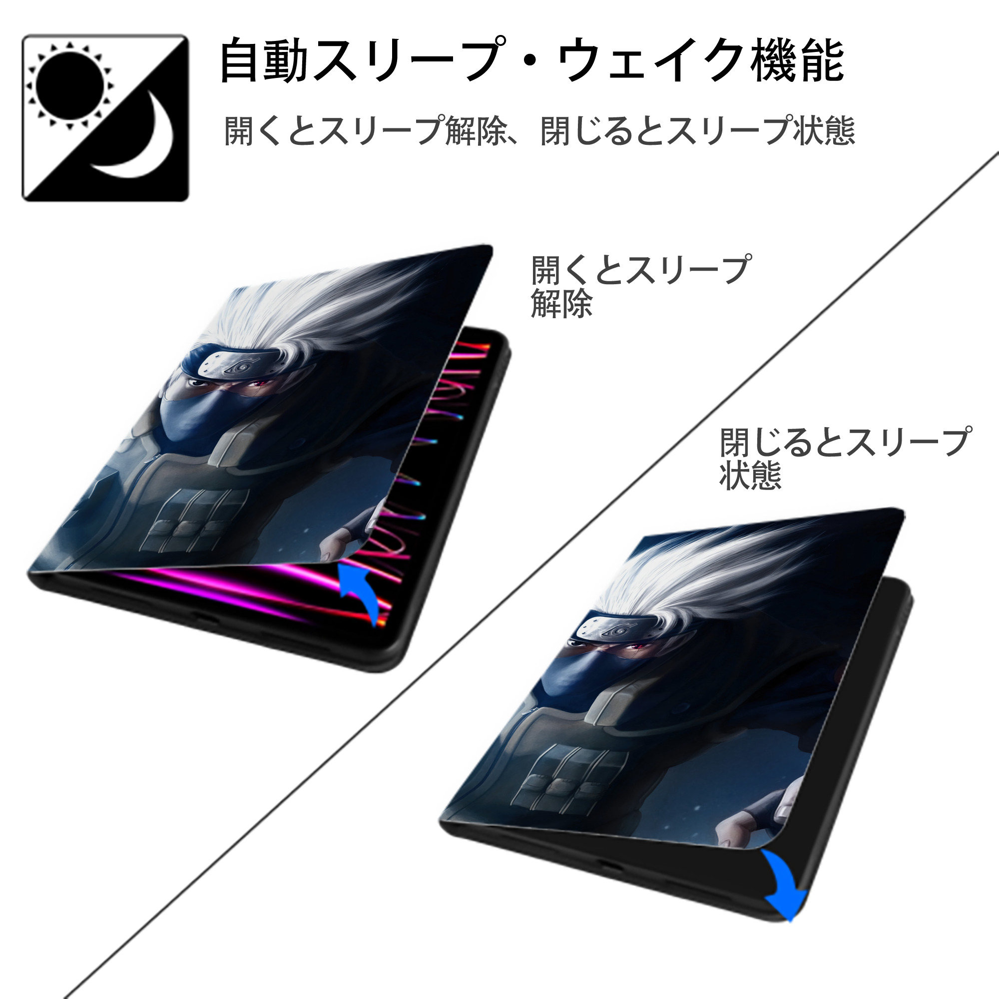 NARUTO -ナルト- NARUTO -ナルト- 疾風伝 IPadケース ペンホルダー付き ブックスタイルデザイン