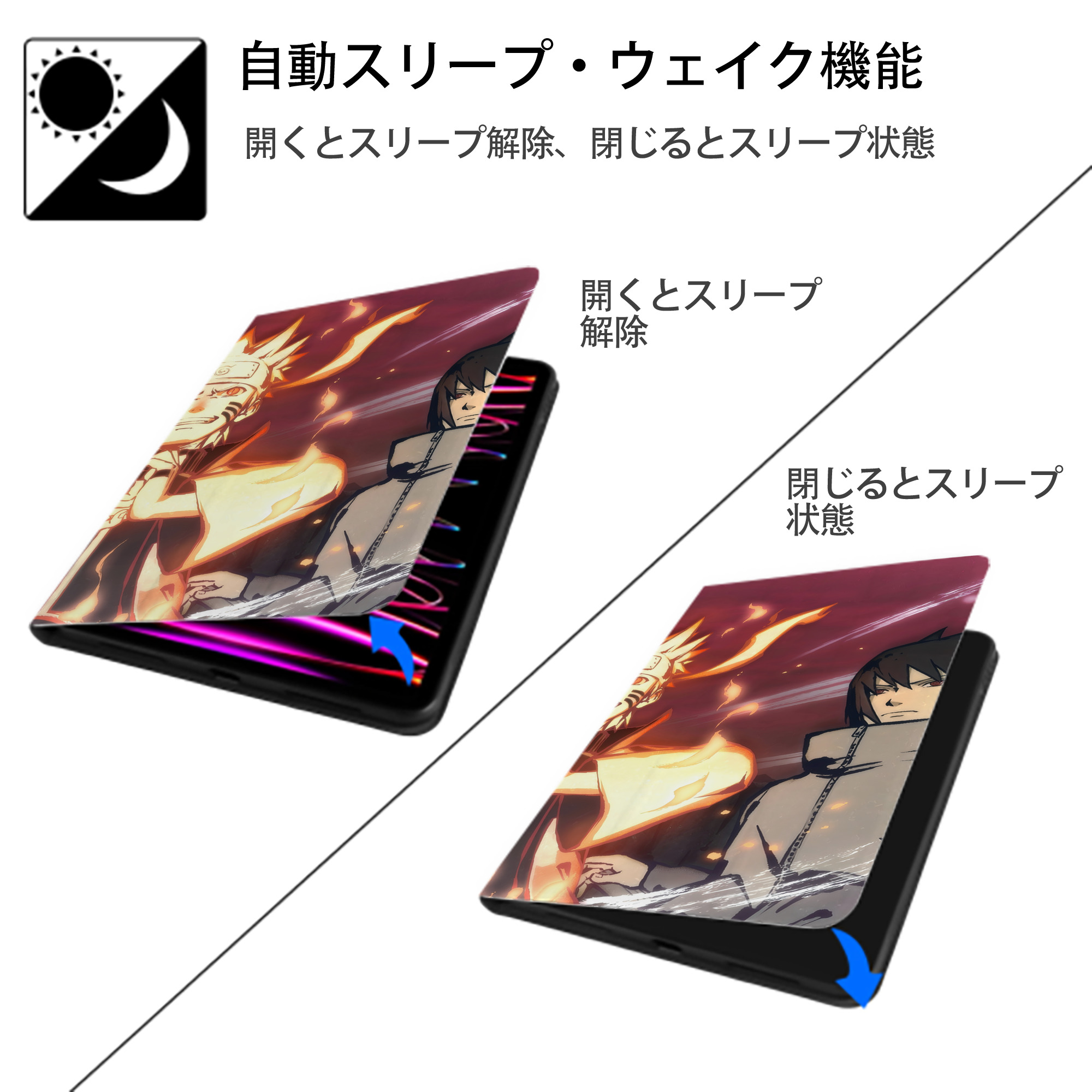 NARUTO -ナルト- NARUTO -ナルト- 疾風伝 IPadケース ペンホルダー付き ブックスタイルデザイン