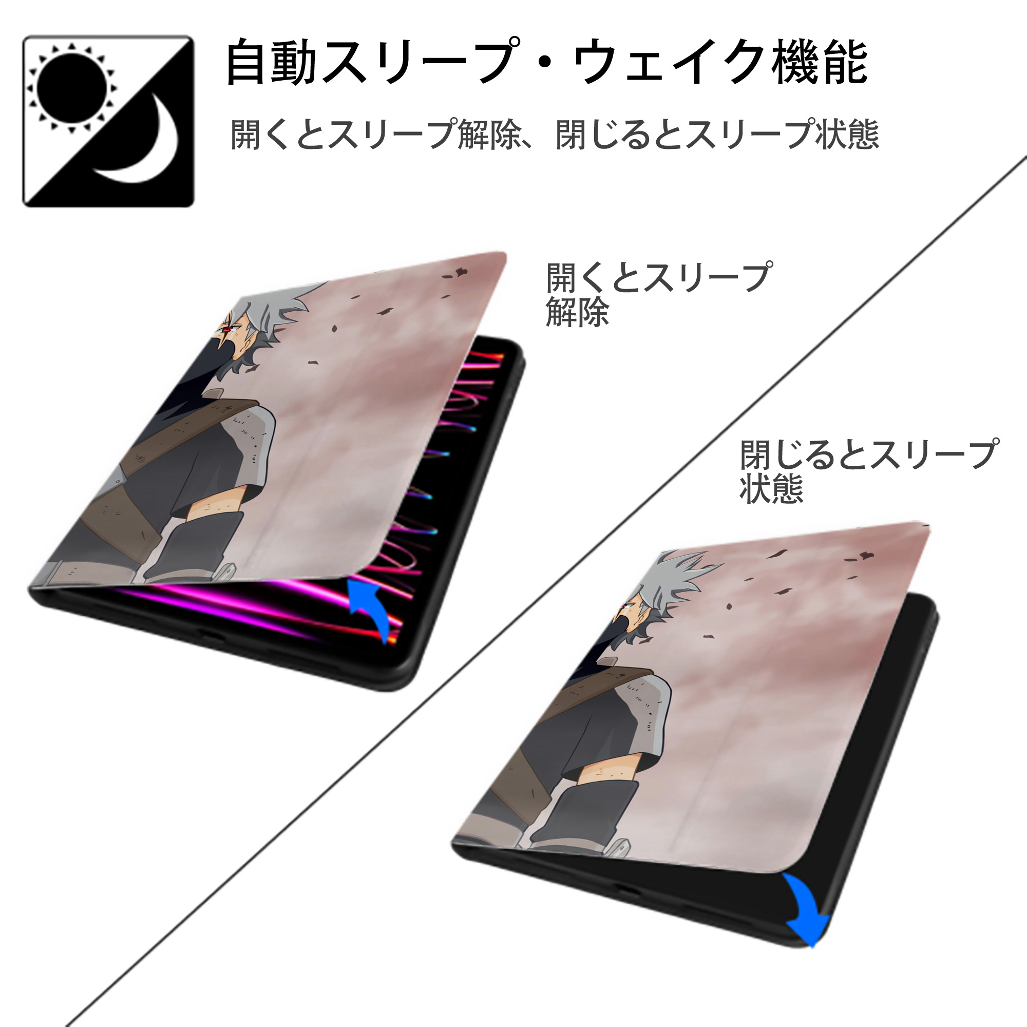 NARUTO -ナルト- NARUTO -ナルト- 疾風伝 IPadケース ペンホルダー付き ブックスタイルデザイン
