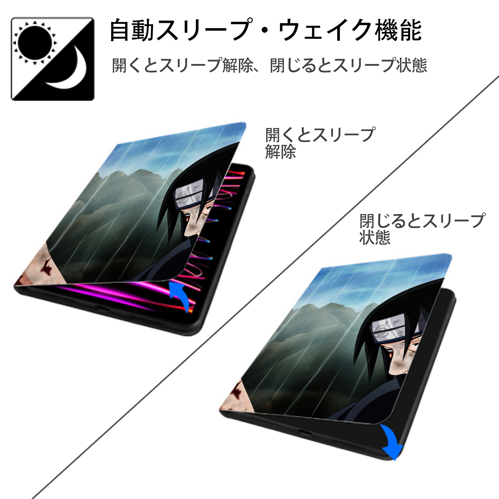 NARUTO -ナルト- NARUTO -ナルト- 疾風伝 IPadケース ペンホルダー付き ブックスタイルデザイン