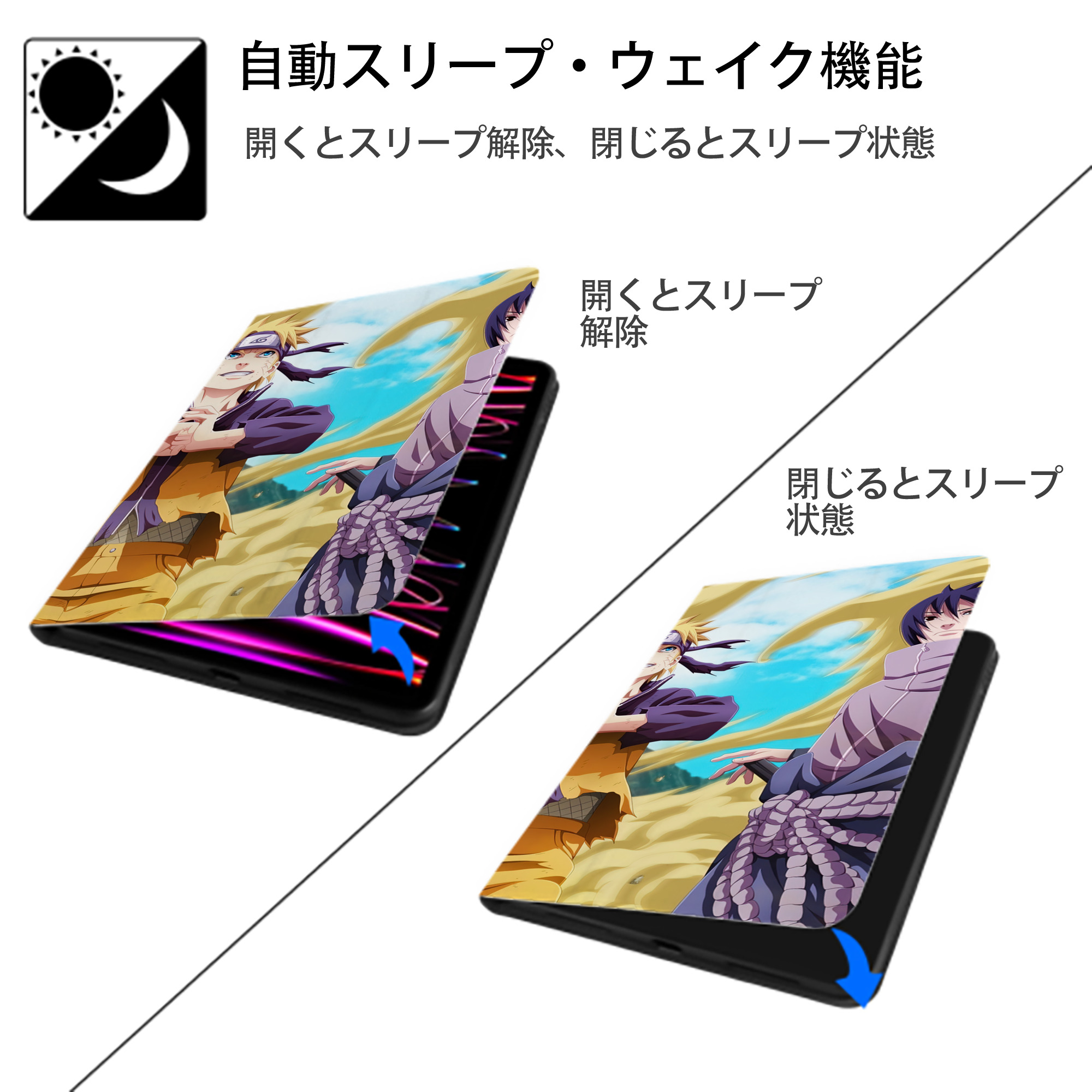 NARUTO -ナルト- NARUTO -ナルト- 疾風伝 IPadケース ペンホルダー付き ブックスタイルデザイン